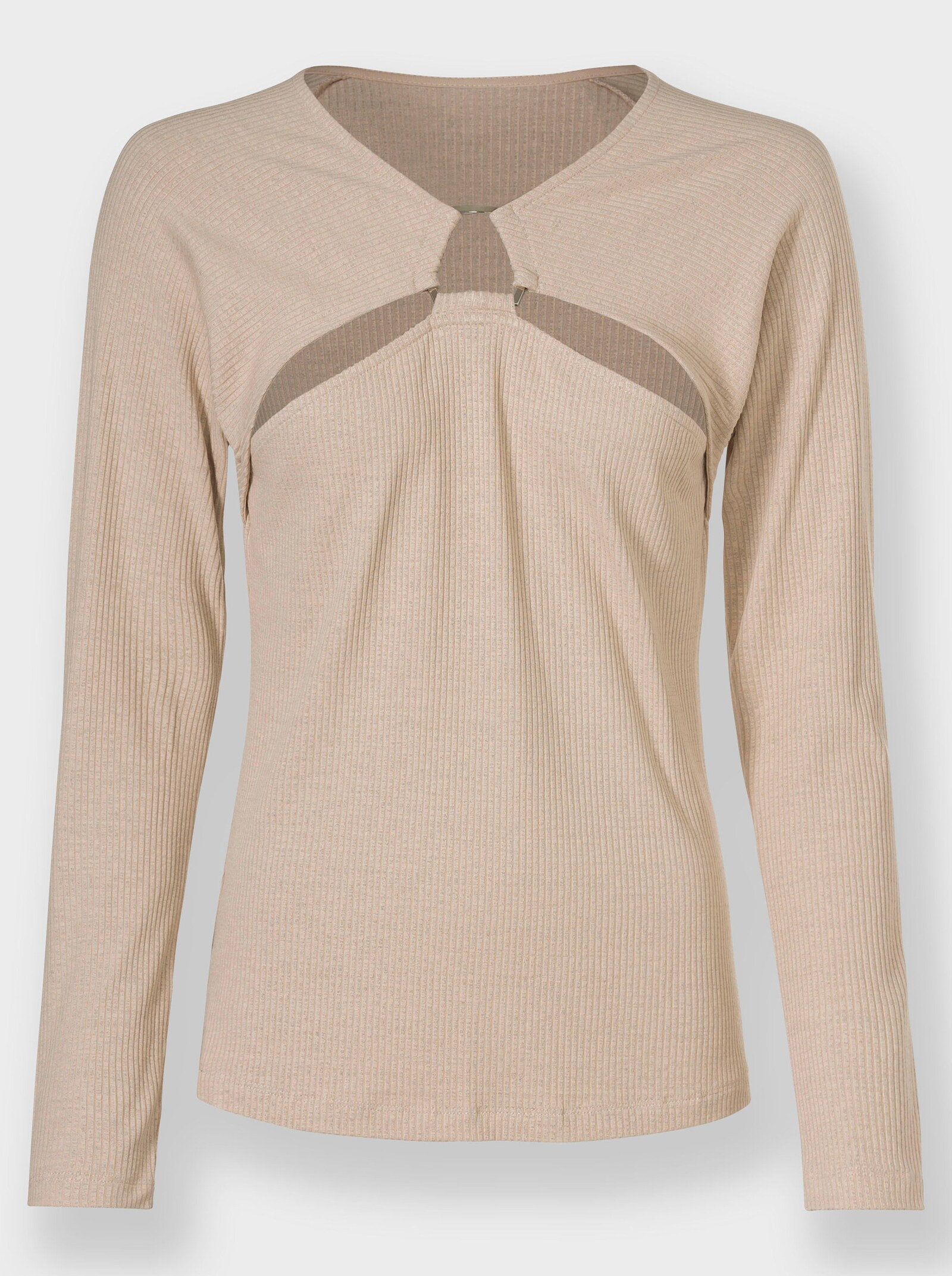 heine Langarmshirt mit Cut-out-Elementen - elfenbein