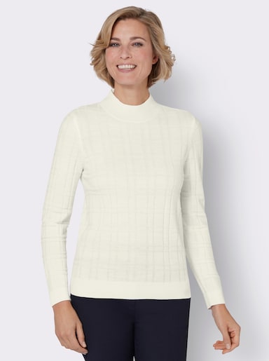 Pullover met opstaande kraag - ecru