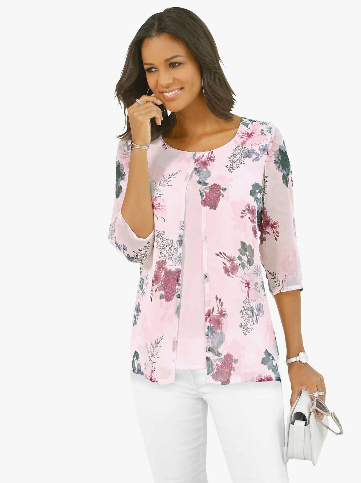 Comfortabele blouse - roze geprint