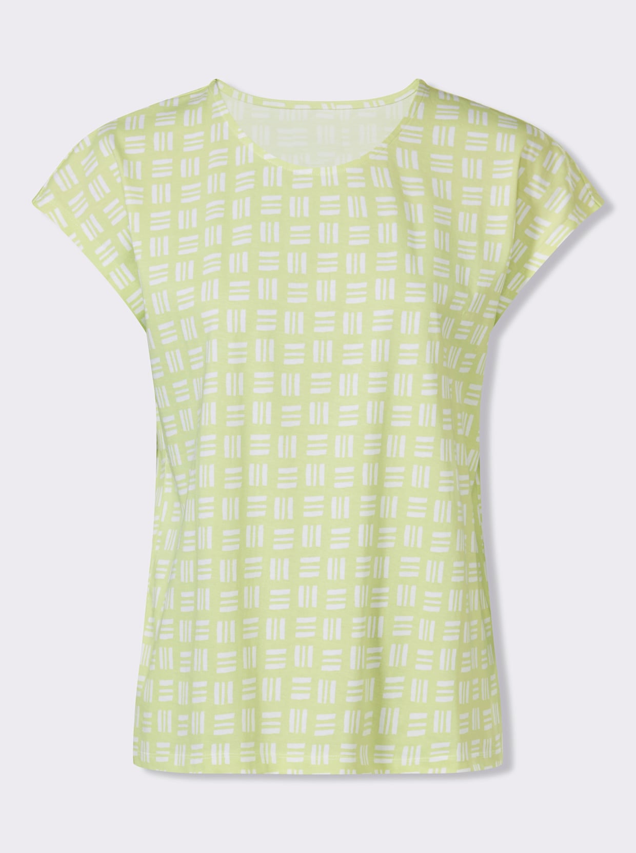 Kurzarmshirt im Allover-Druckmuster - pistazie-ecru-bedruckt