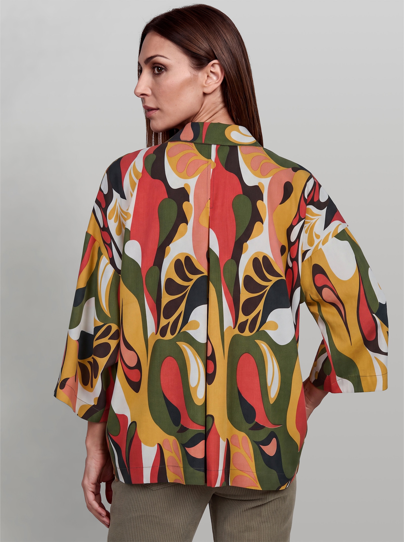 heine Druckbluse im Oversize-Schnitt - papaya-schoko-bedruckt