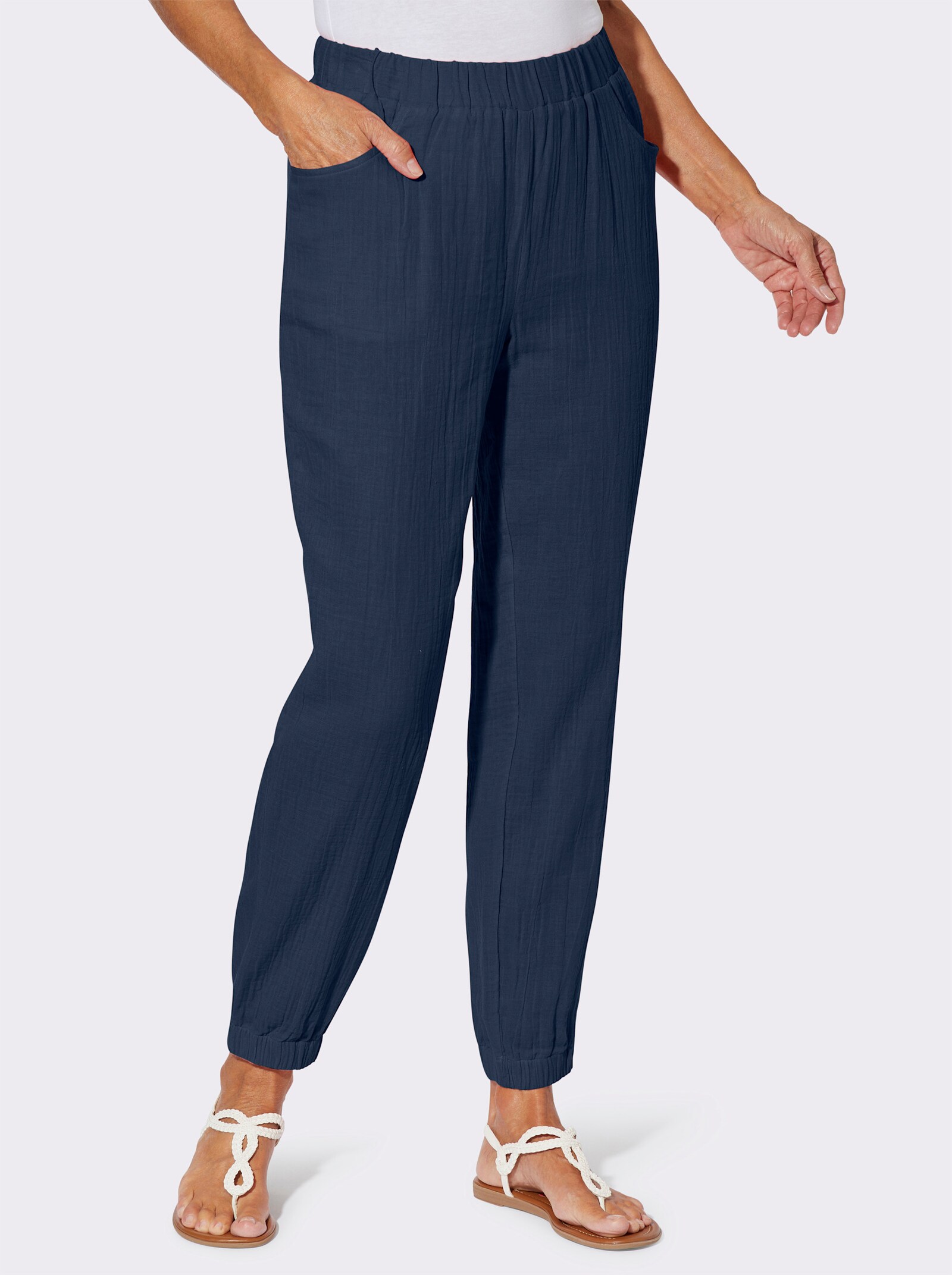 Schlupfhose in Musselin-Qualität - dunkelblau