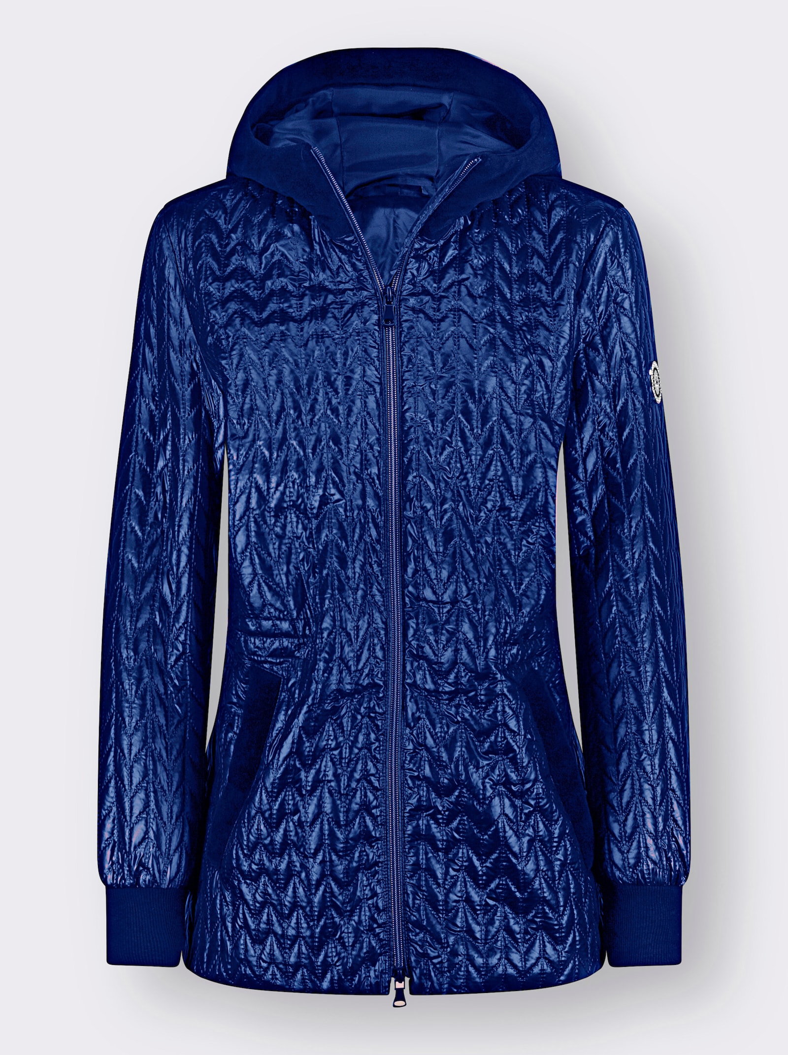 Steppjacke mit Details aus Samt - royalblau