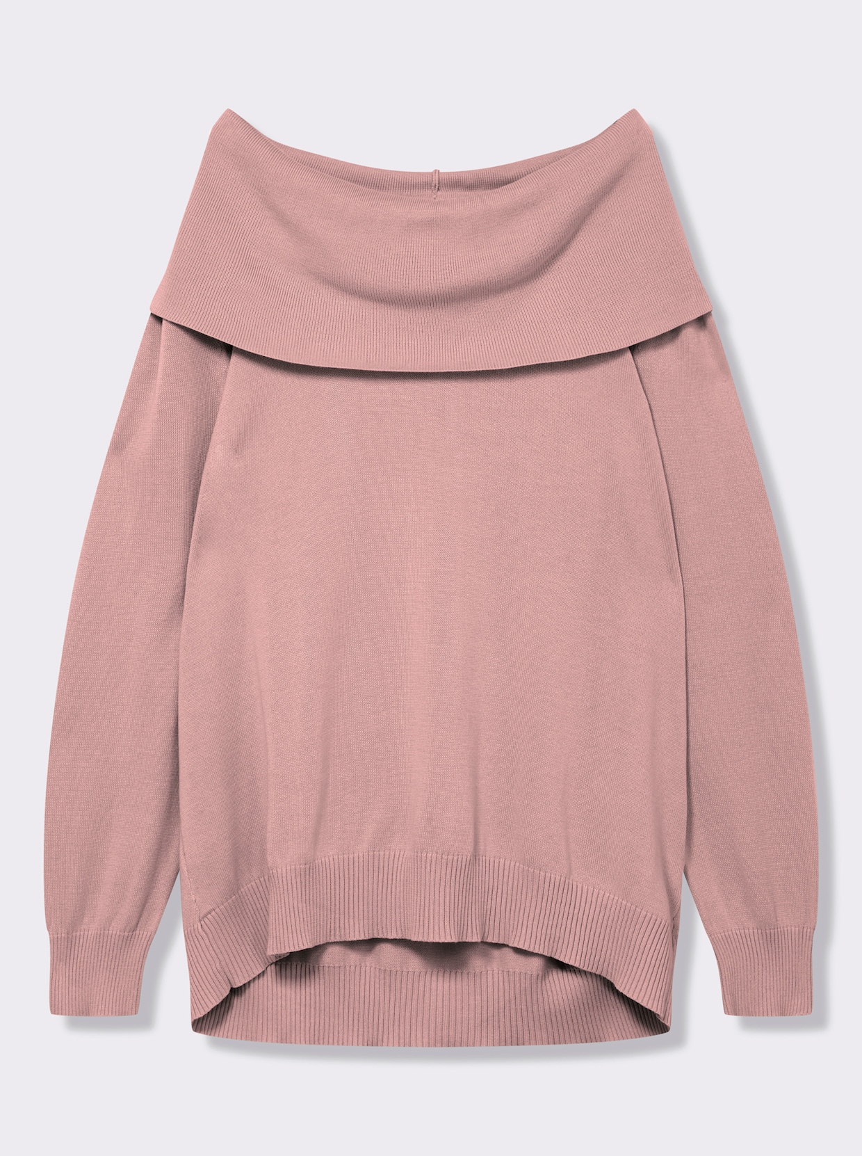 Wasserfallpullover im Baumwoll-Viskose-Mix - rosé