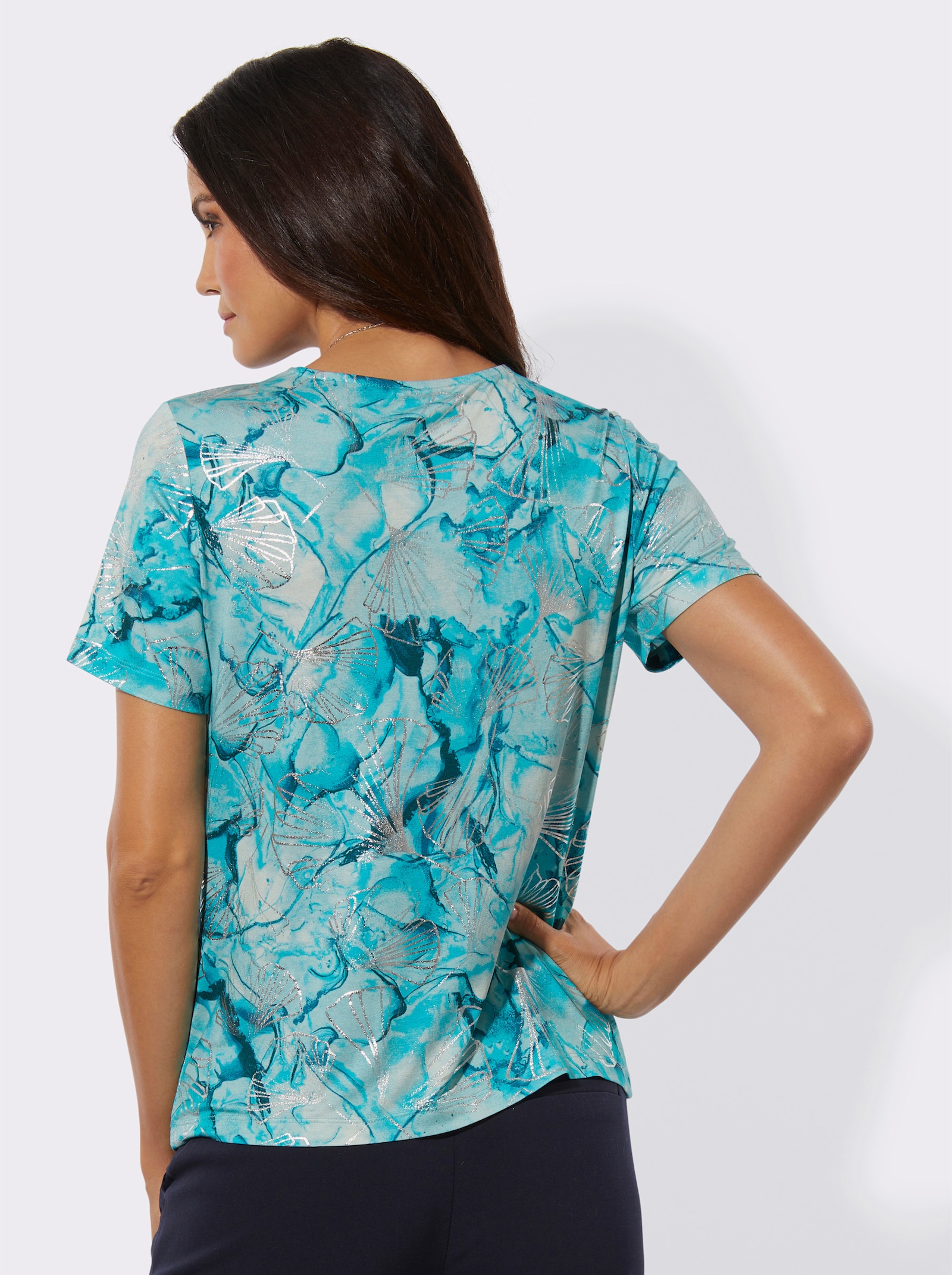 Kurzarmshirt aus feinem Single-Jersey - topas-bedruckt