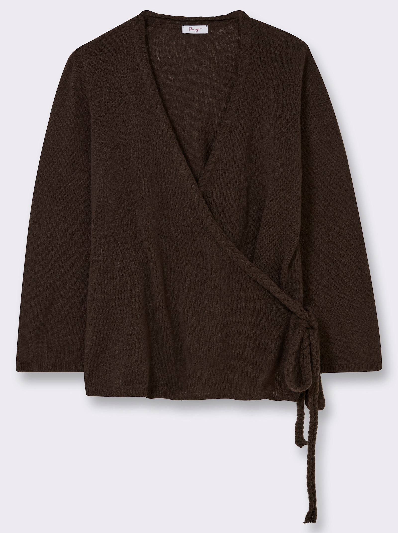 sheego Wickelstrickjacke mit Trompetenärmeln - schoko