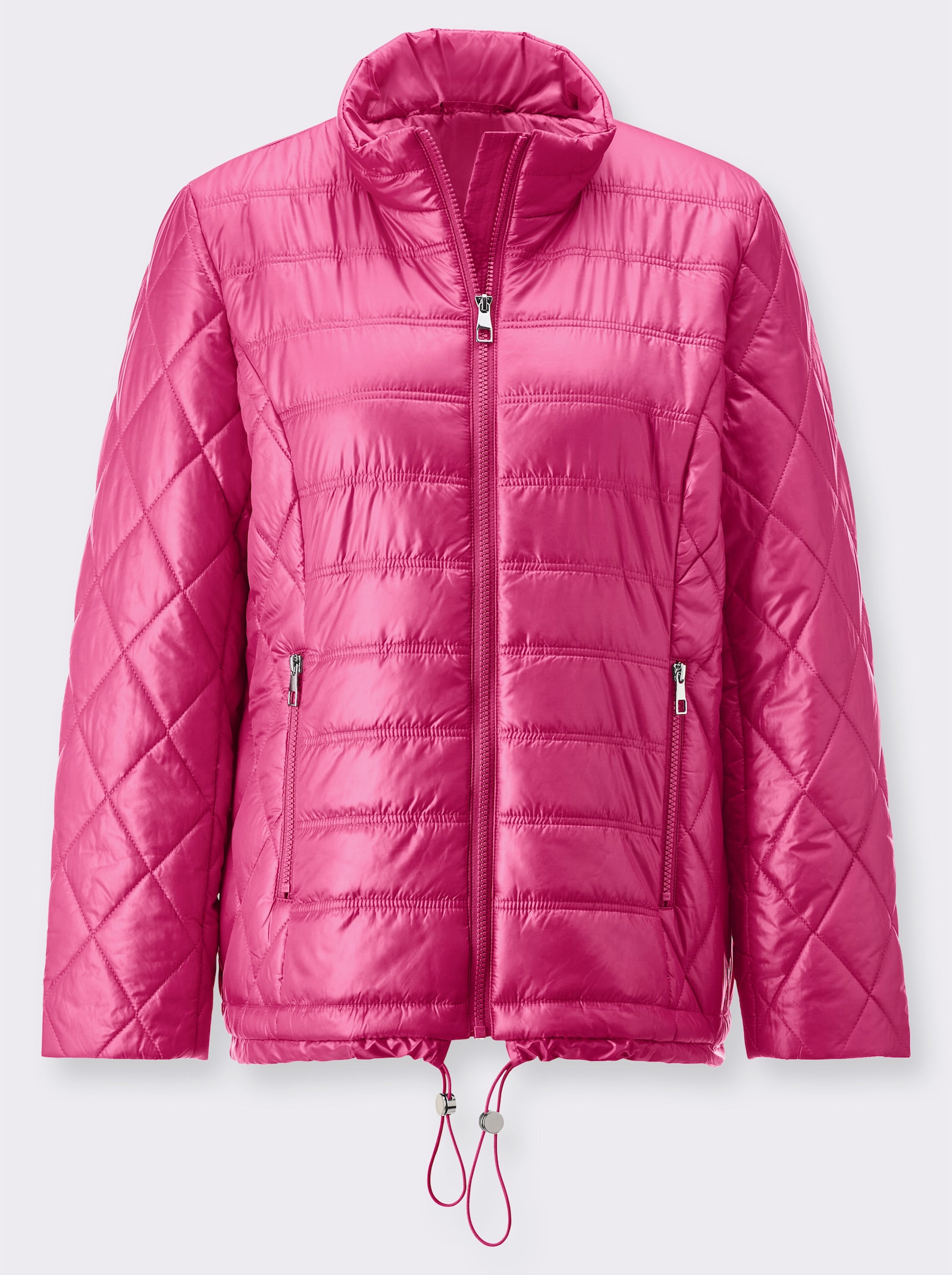 Steppjacke mit Tunnelzug am Saum - fuchsia