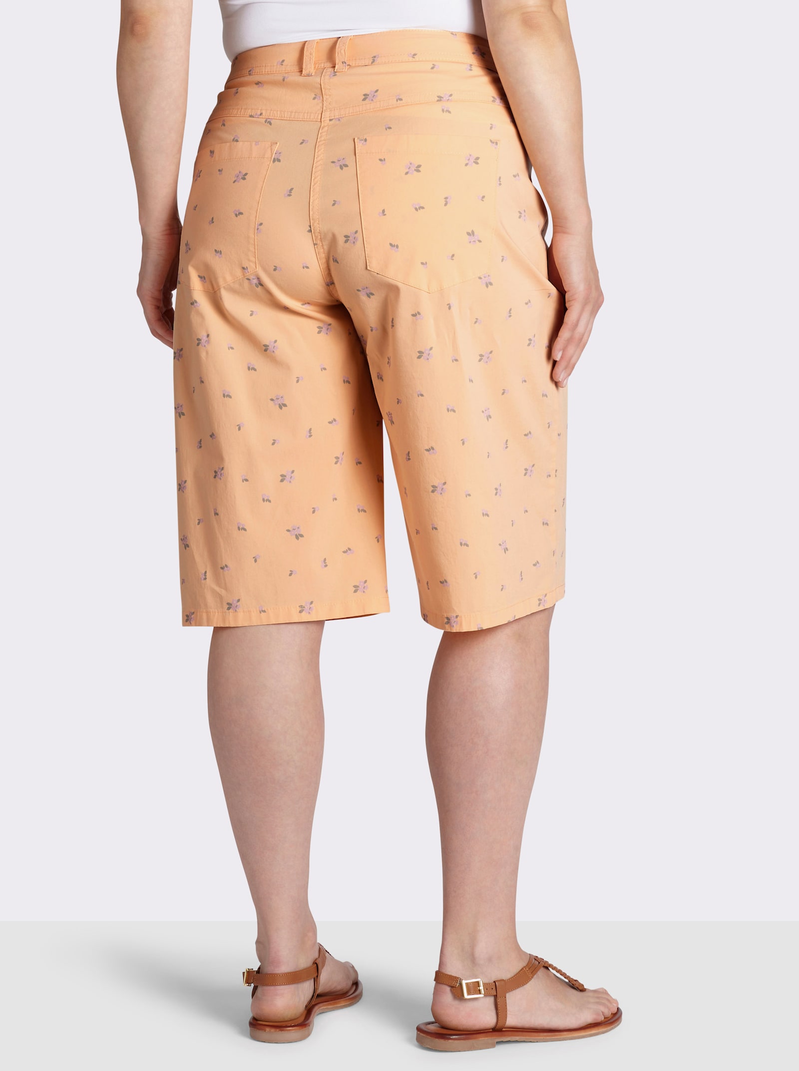 sheego Bermudas mit Minimalprint - apricot-steingrau-bedruckt