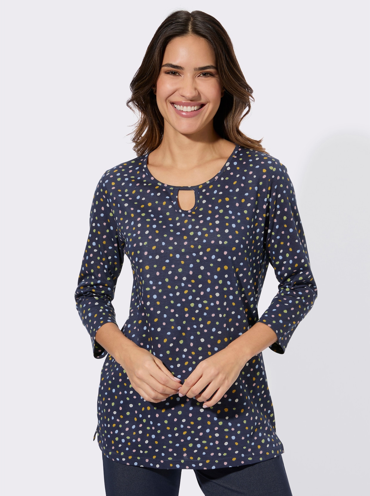 3/4-Arm-Shirt mit Grafik-Druck - marine-bedruckt