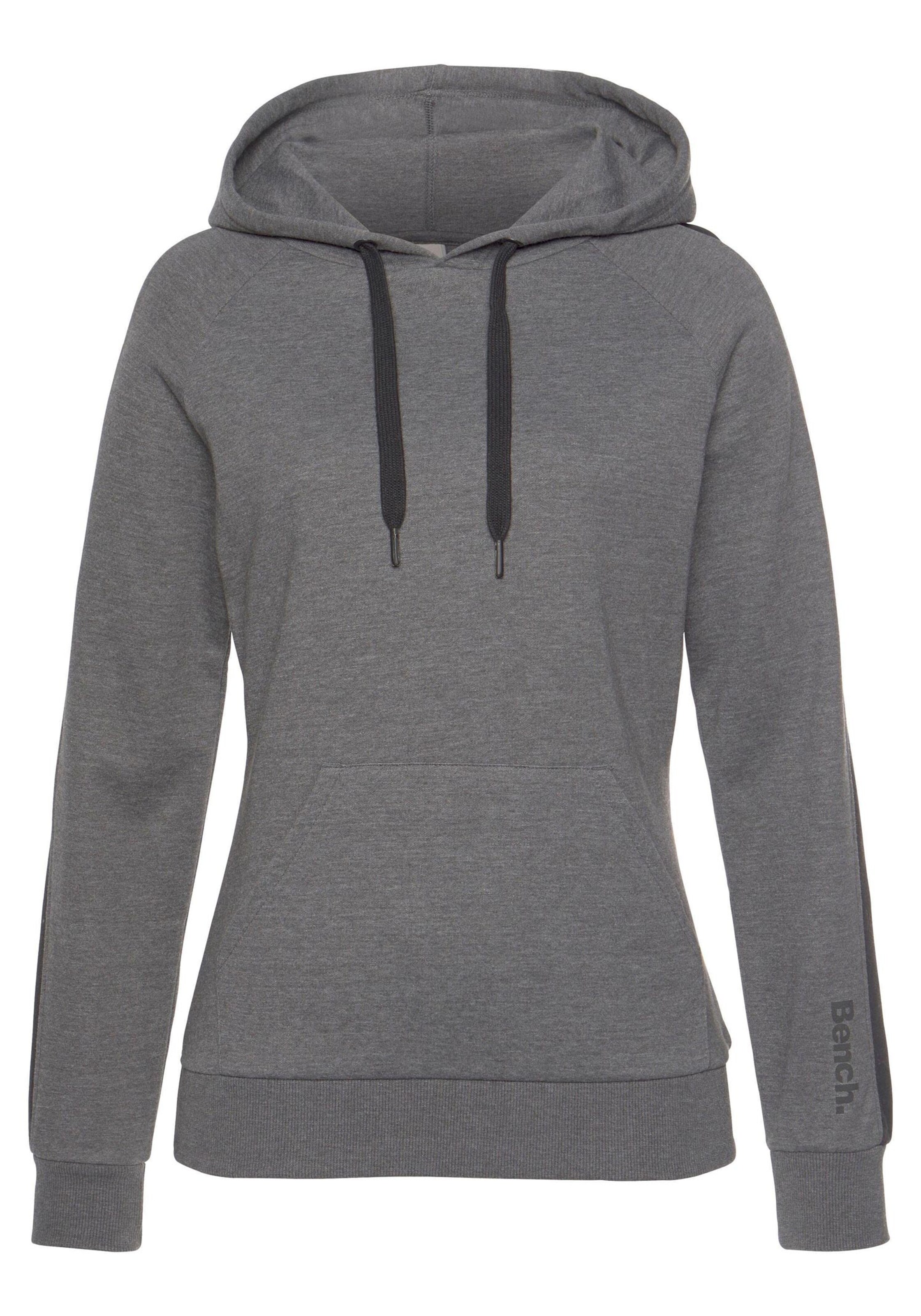Damenmode Shirts Bench. Kapuzensweatshirt in anthrazit-meliert-schwarz Damenmode Shirts Bench. Kapuzensweatshirt in anthrazit-meliert-schwarz