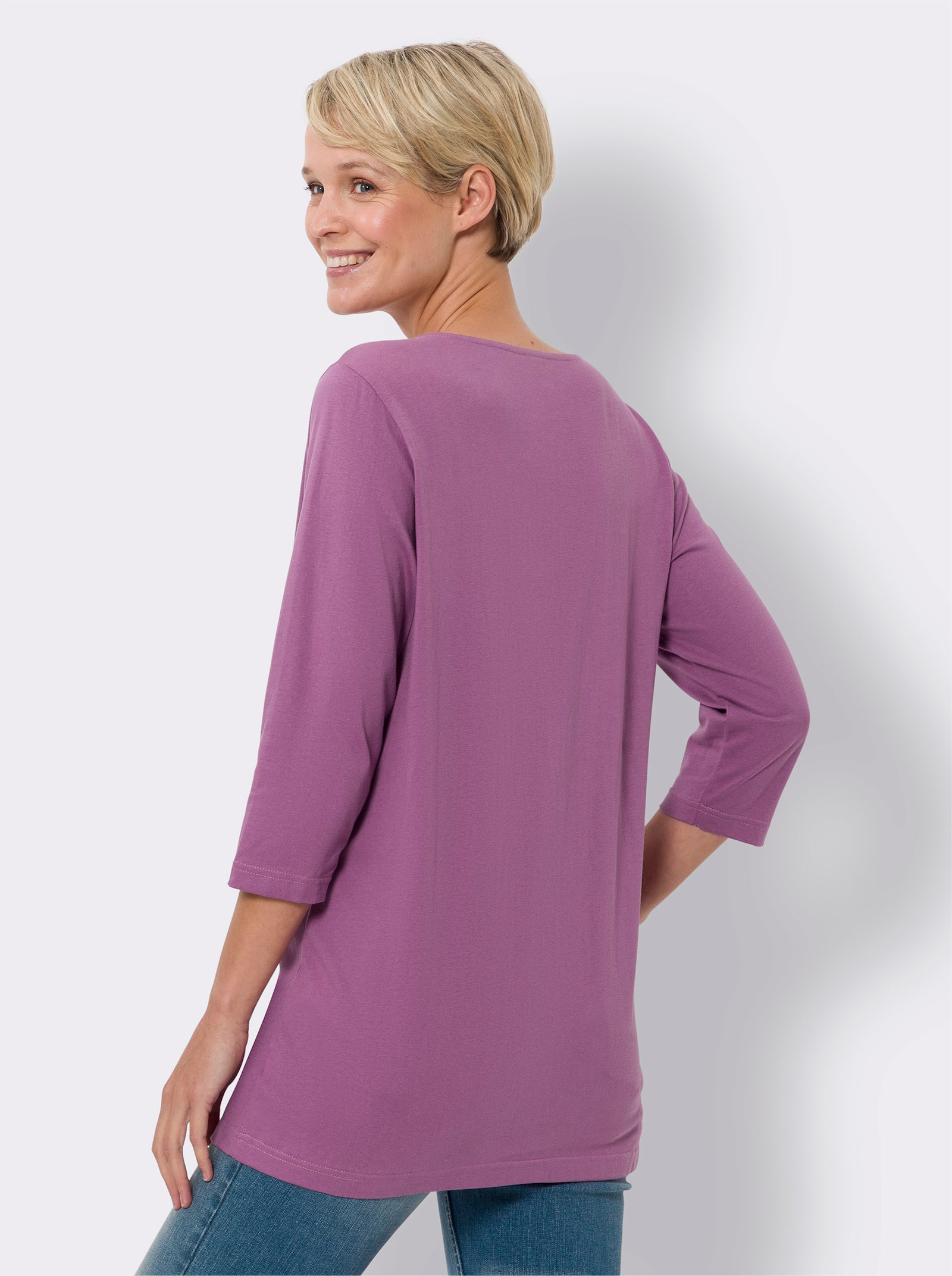 Longshirt mit Katzen-Print - violett-schwarz
