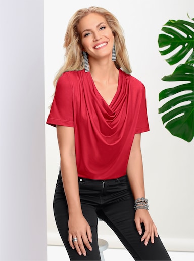 Shirt met cascadehals - rood