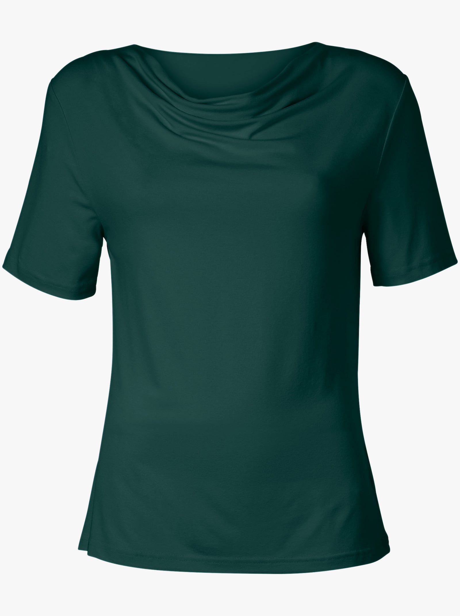 Shirt met cascadehals en korte mouwen - dennengroen