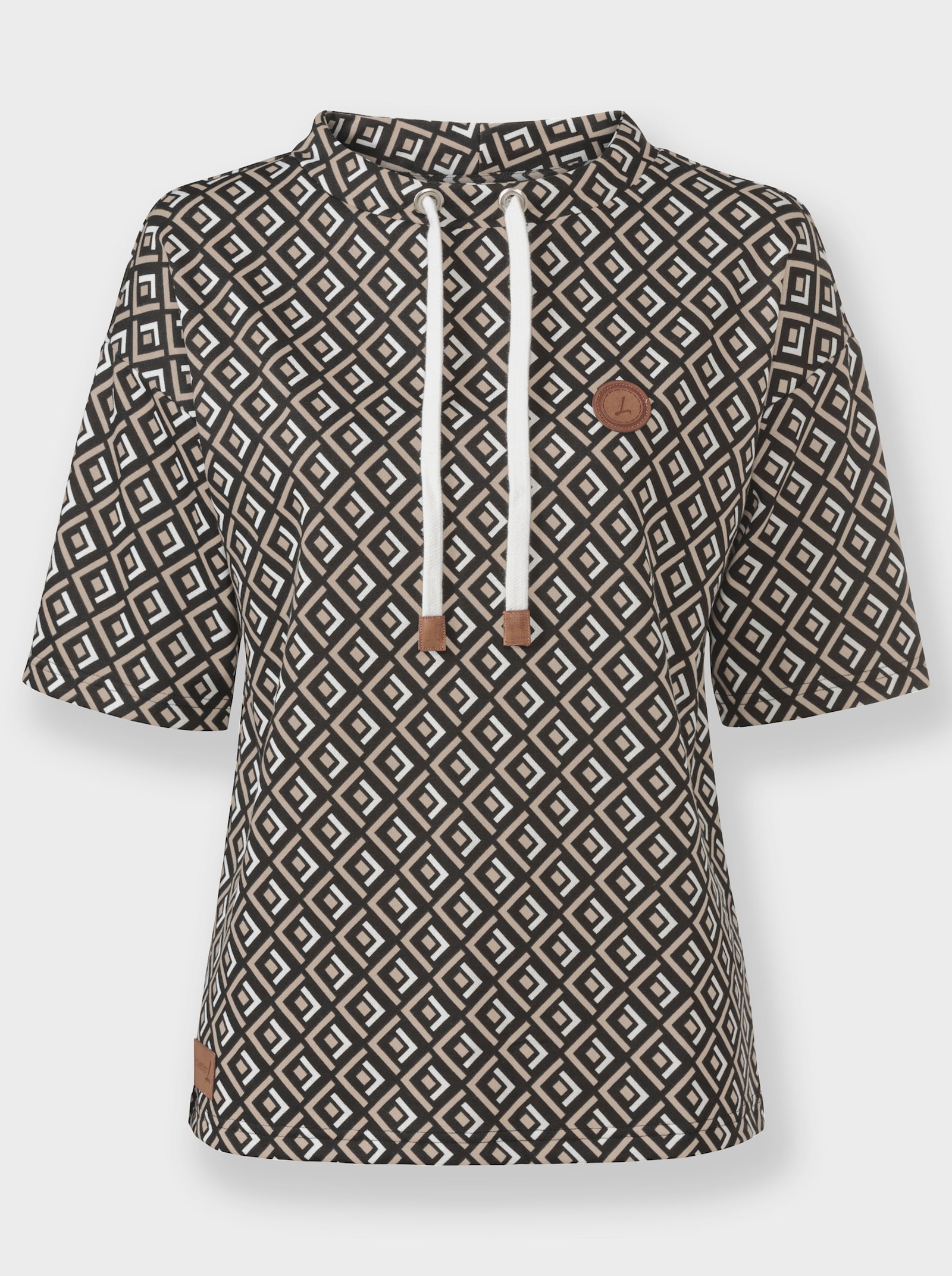 Sweatshirt im Druckmuster - beige-schwarz-bedruckt