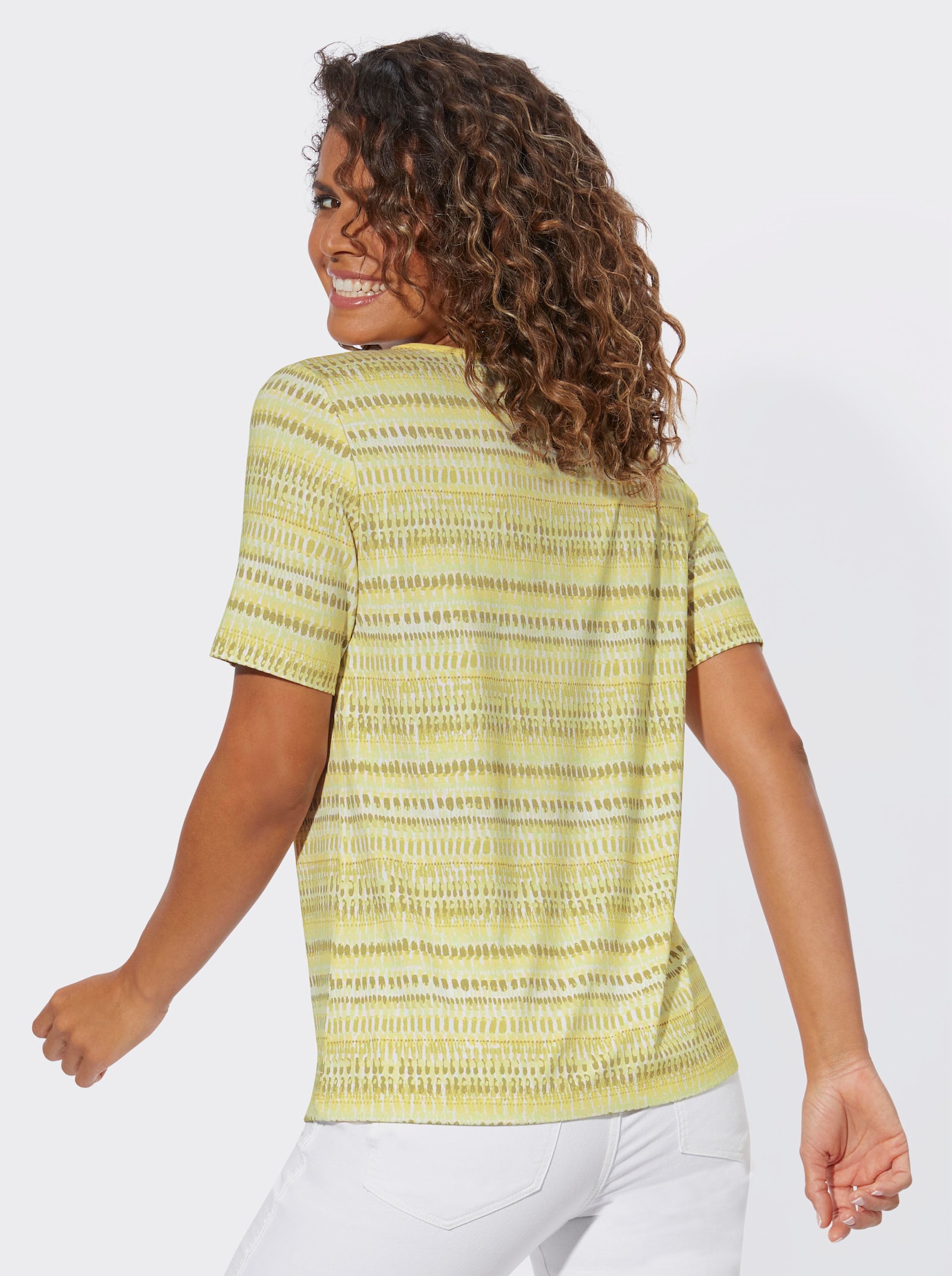 Tričko, potlač, viskóza - Citrónovo-svetlobéžová potlač