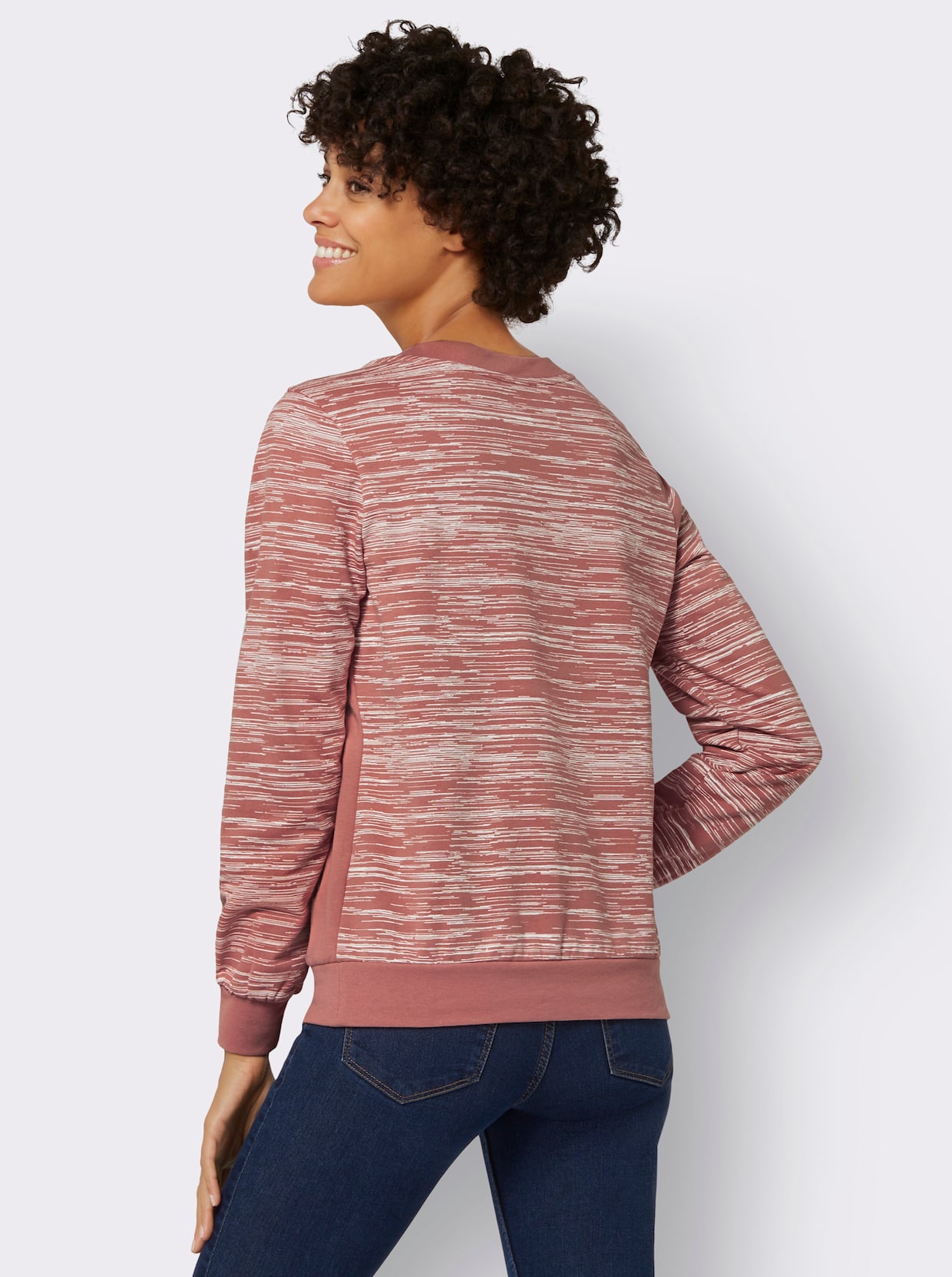 Sweatshirt - rozenhout/ecru bedrukt