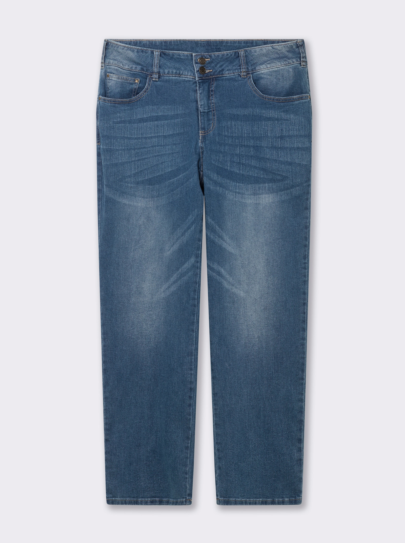 Jeans mit Nieten an den Taschen - blue-stone-washed