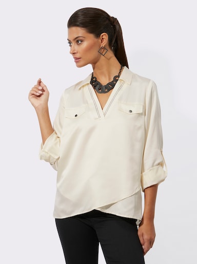 Satinbluse mit Glitzersteinchen - champagner