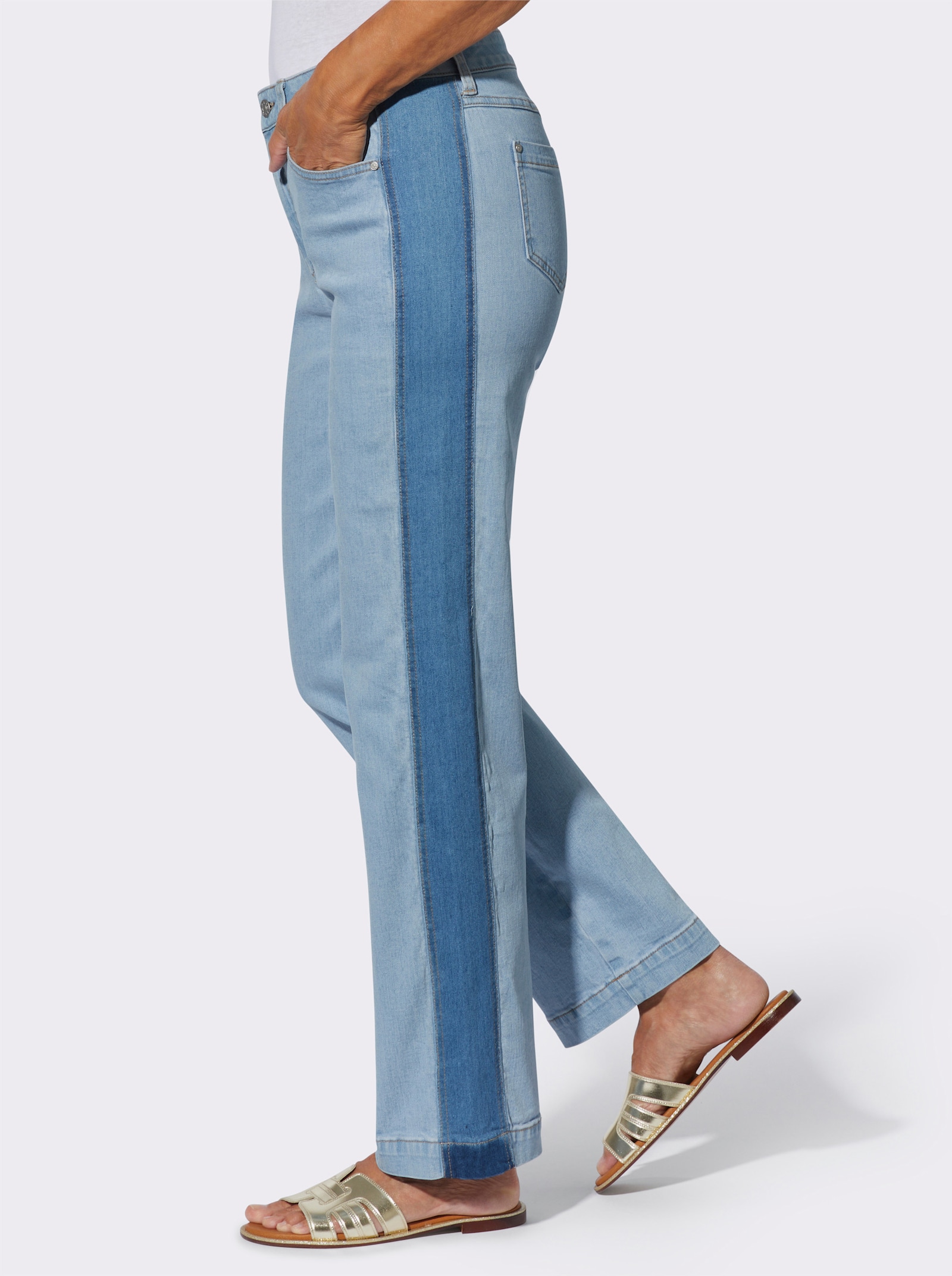 5-Pocket-Jeans mit seitlichen Kontrasten - blue-bleached