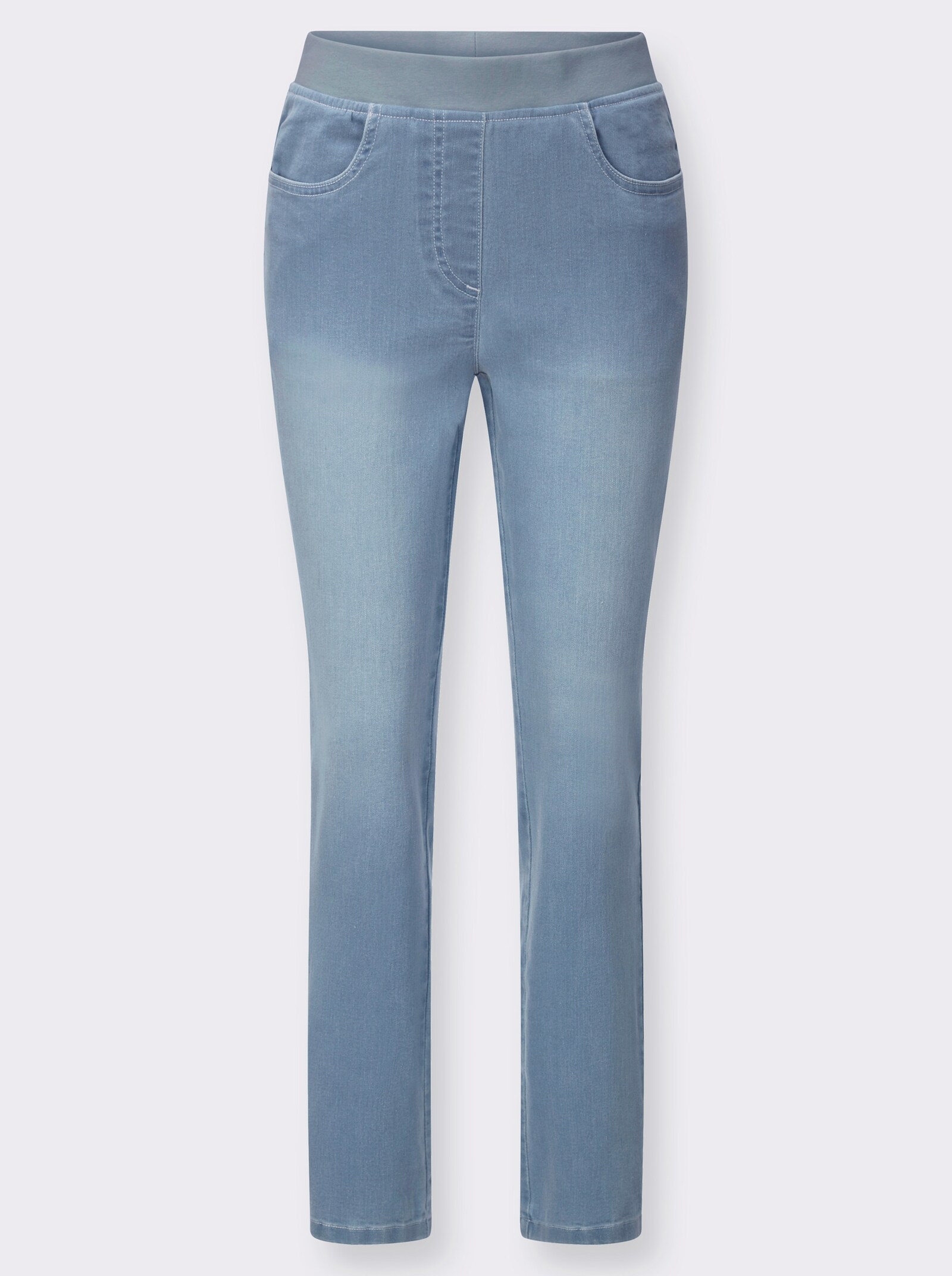 Schlupfjeans mit Stretch-Bund - blue-bleached