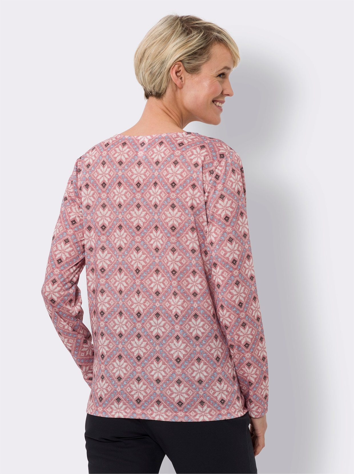 Shirt met lange mouwen - rozenhout/ecru bedrukt
