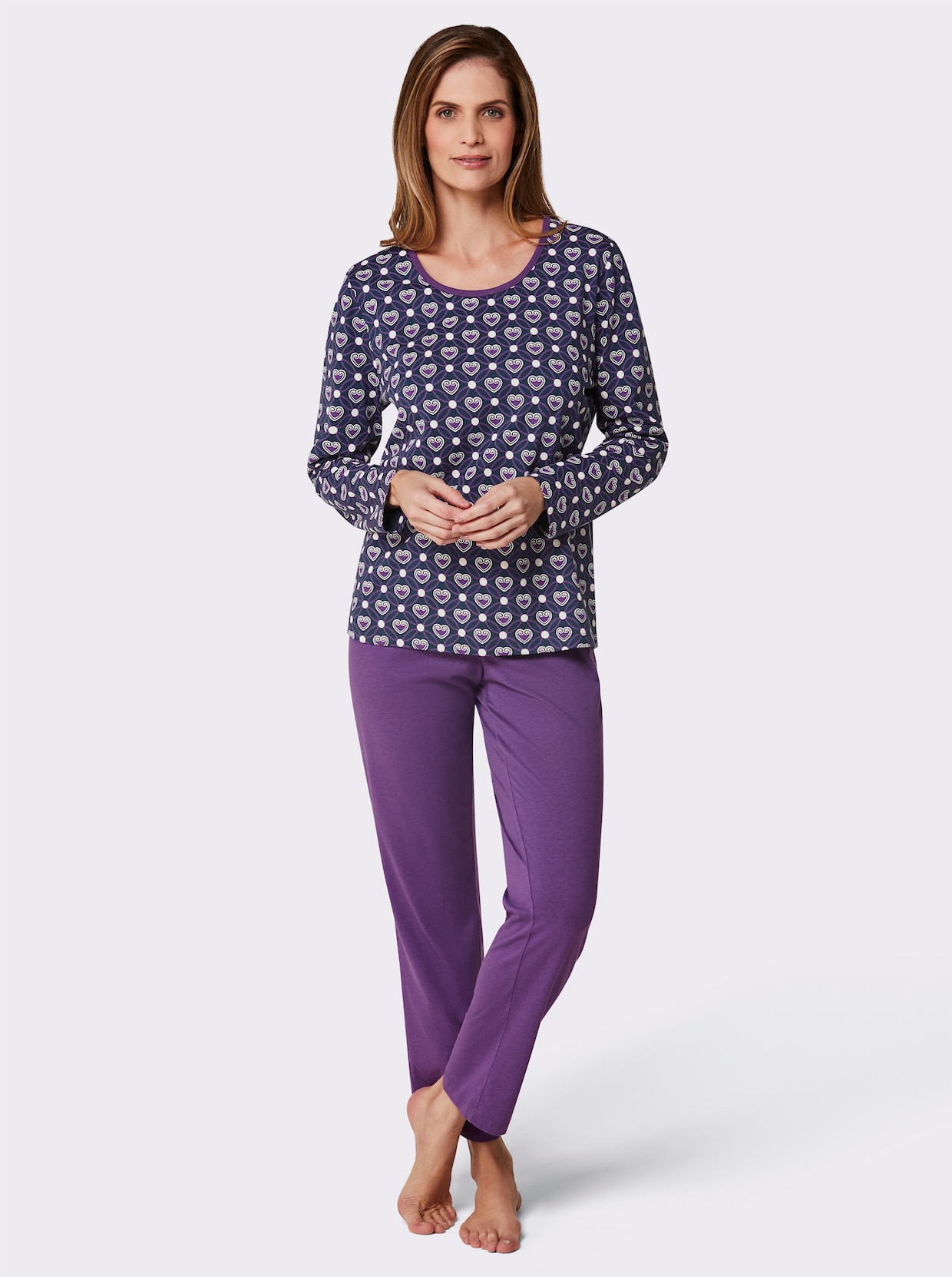 wäschepur Pyjama's - lila/donkerblauw bedrukt