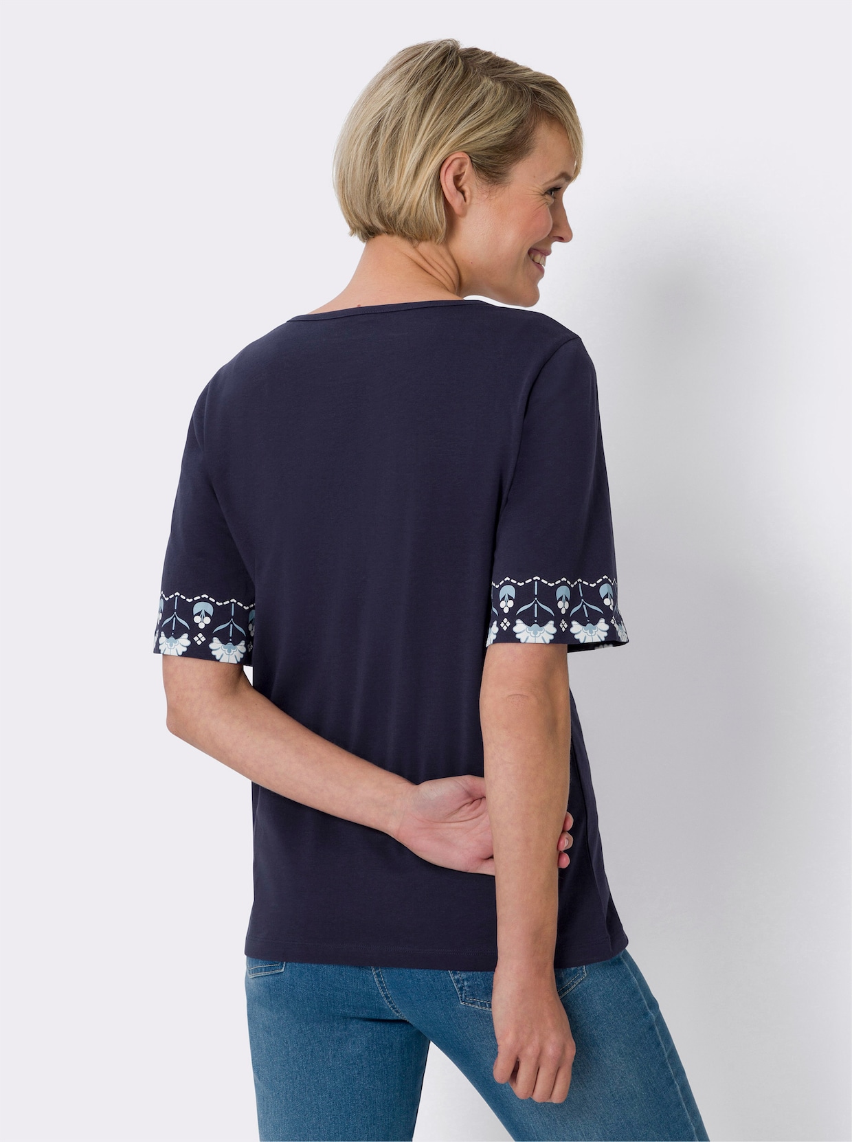 Shirt met korte mouwen - marine/wit