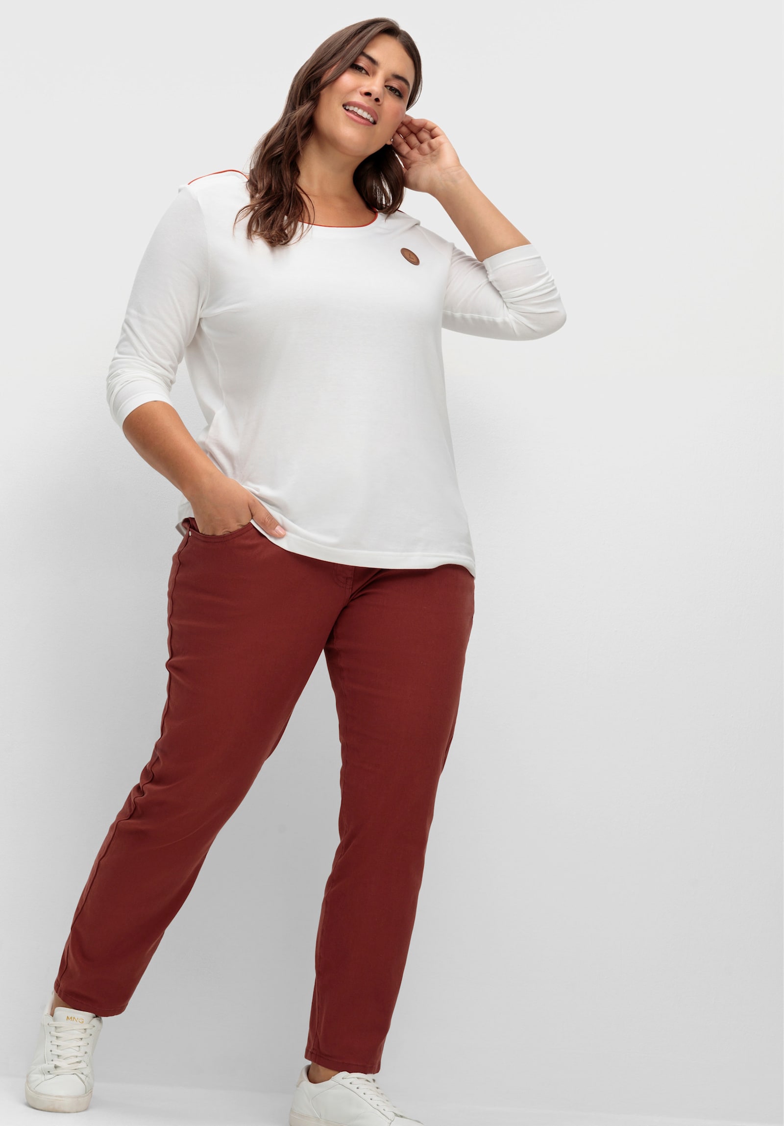 Stretch-Hose mit Passformsattel vorne und hinten - rotbraun