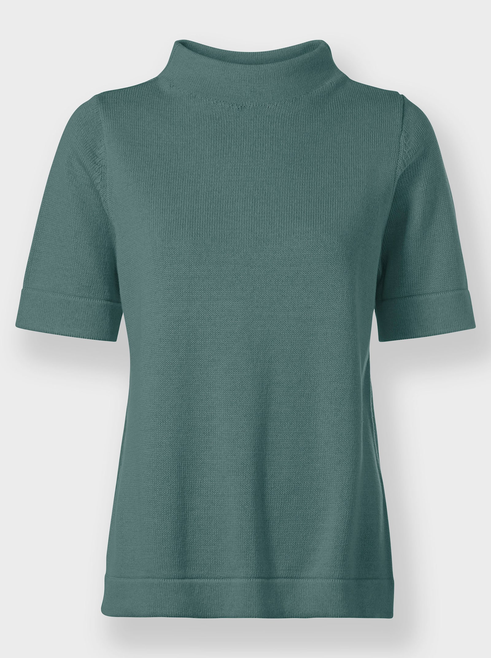 Stehkragenpullover mit Halbarm - jade