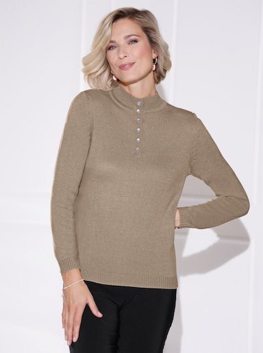 Pullover met opstaande kraag - sesam