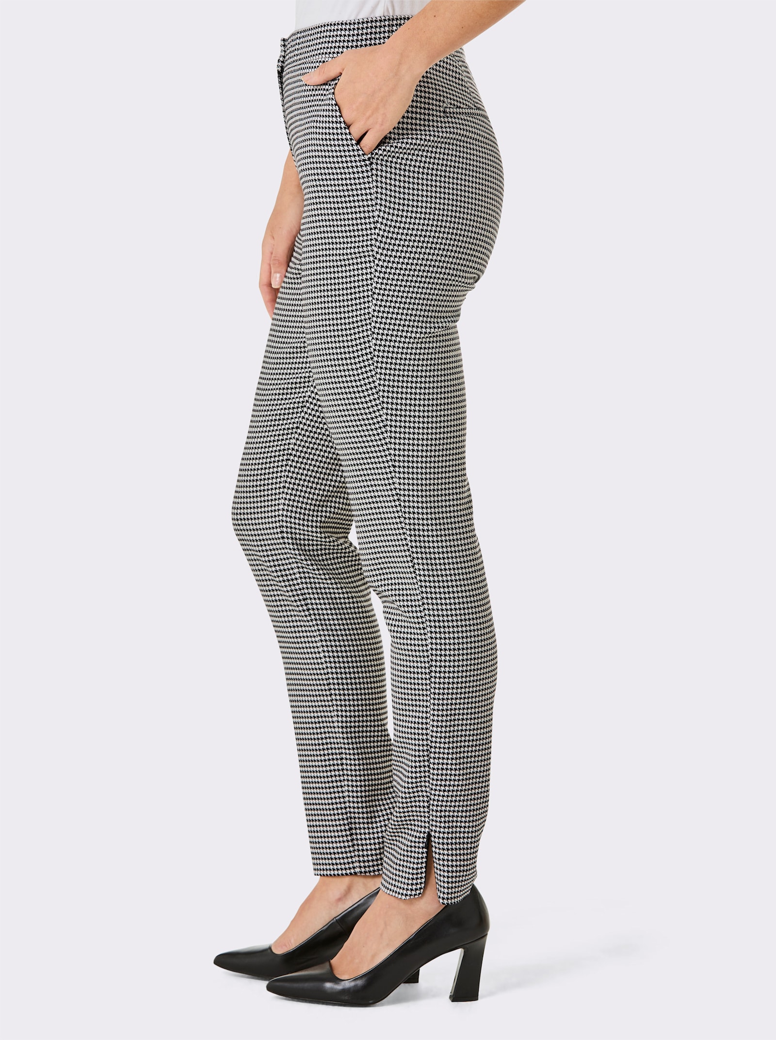 CREATION L PREMIUM Webhose in knitterarmer, bügelleichter Qualität - schwarz-ecru