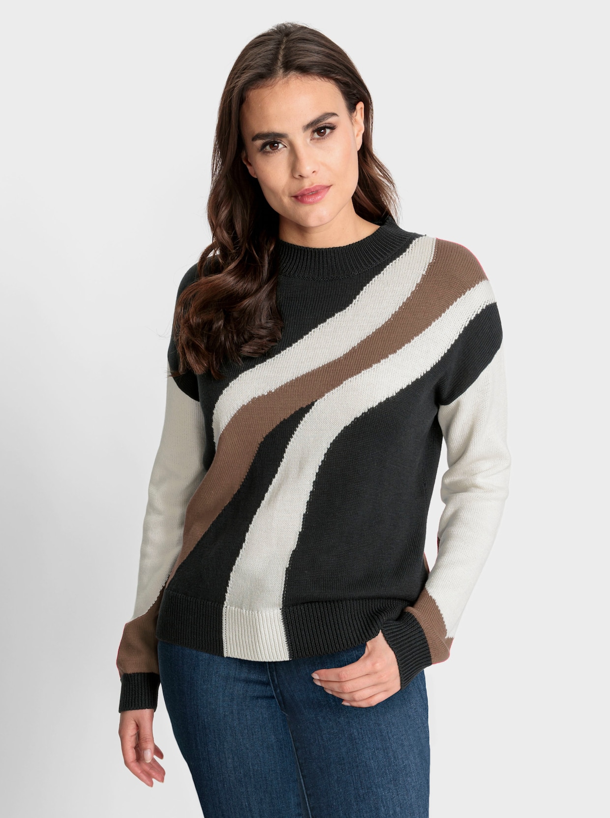 heine Pull - marron-noir à motifs