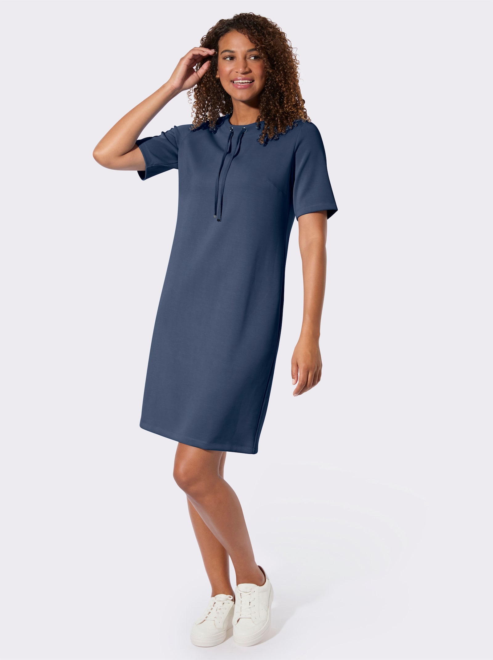 Shirtkleid mit kurzen Ärmeln - dunkelblau