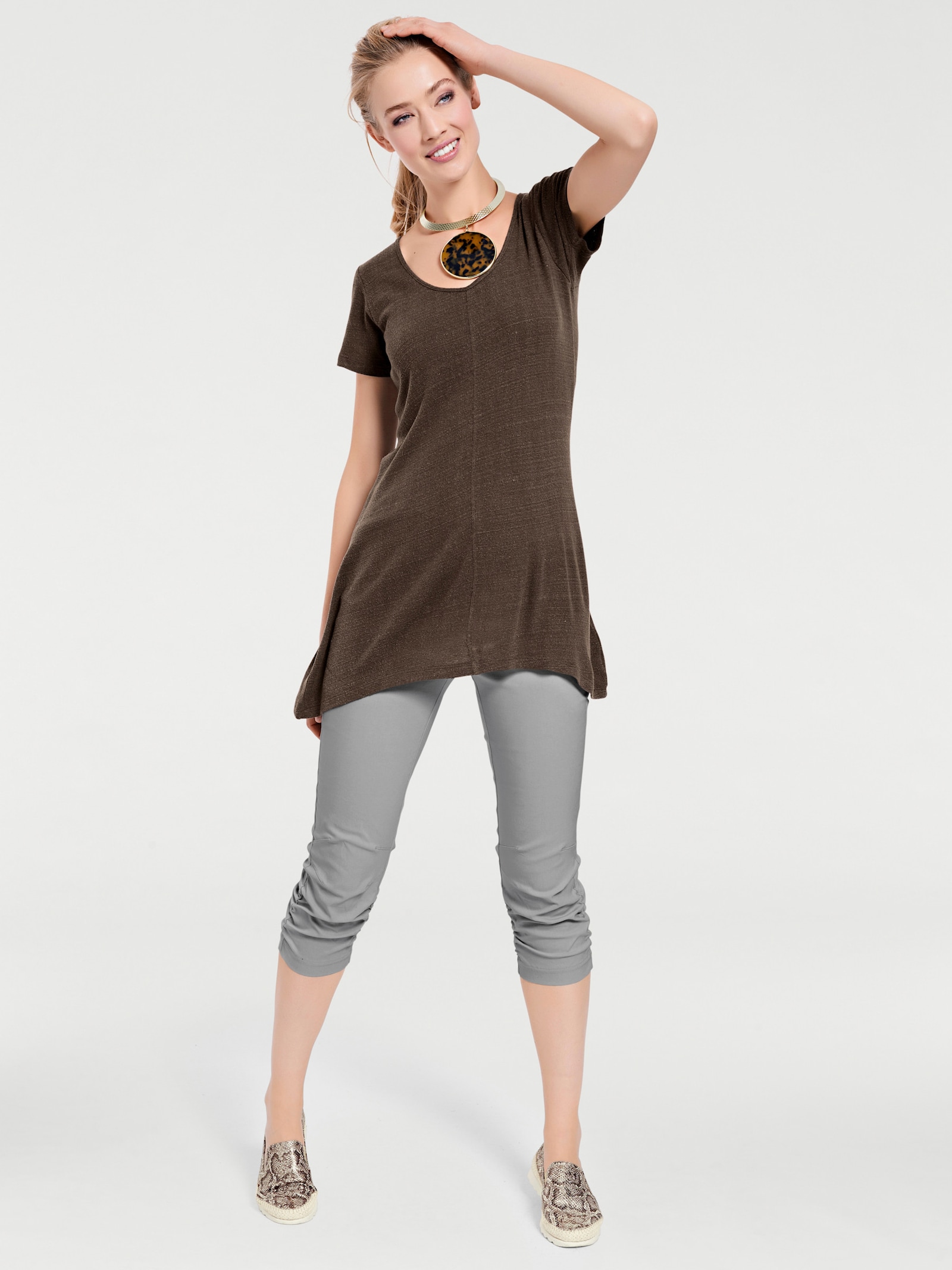 heine Caprihose mit Abnähern am Knie - grau