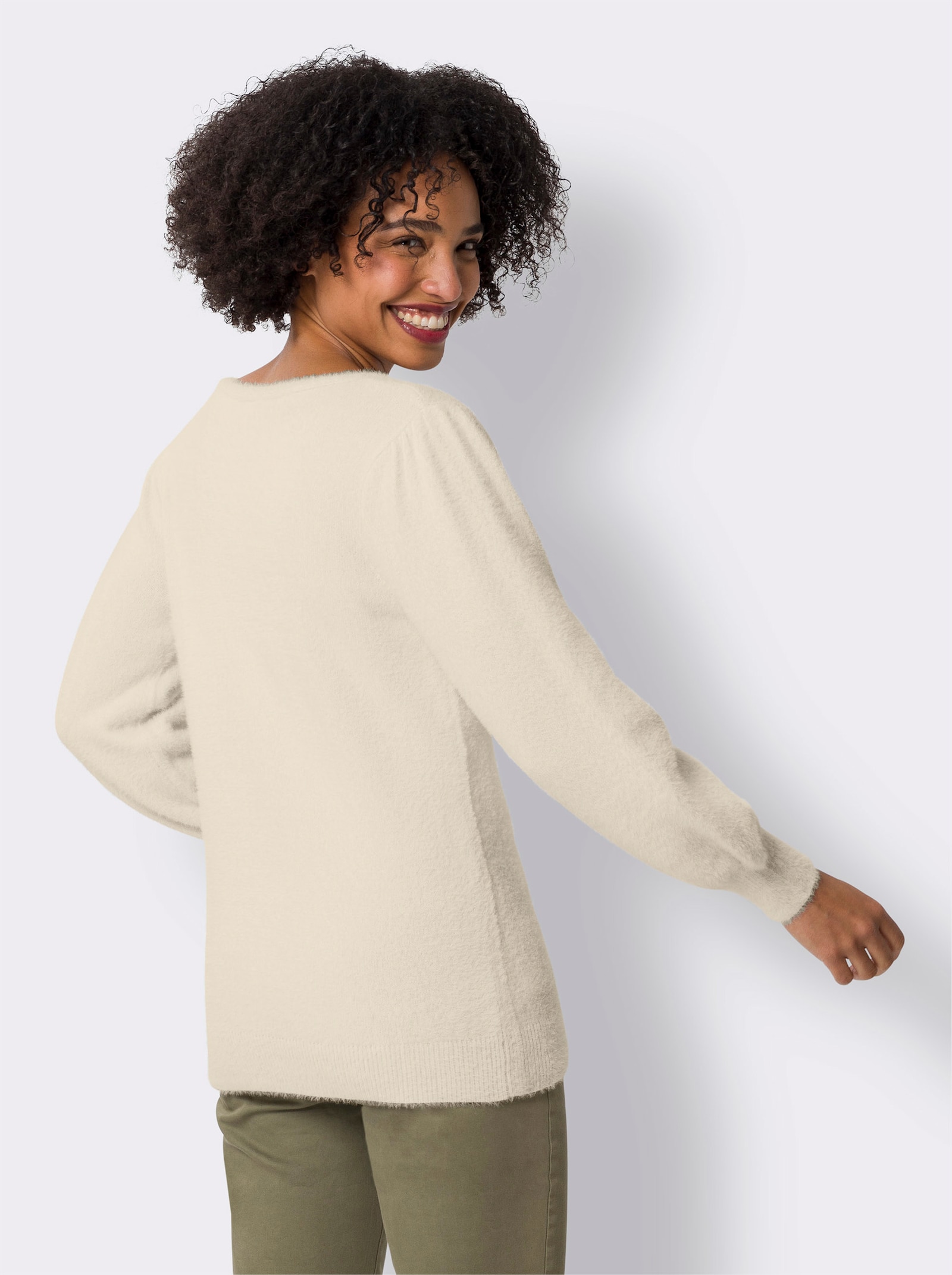 heine Pullover van pluisgaren, met lange mouwen - champagne