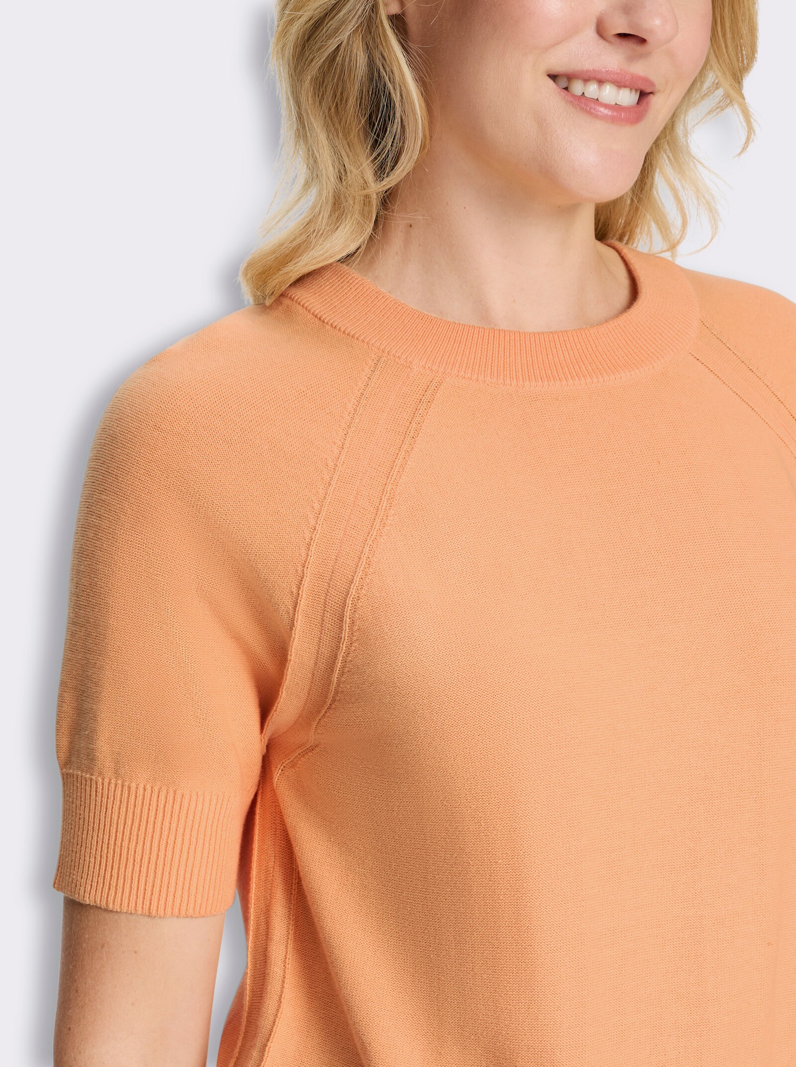 Kurzarmpullover mit Raglan-Ärmeln - apricot