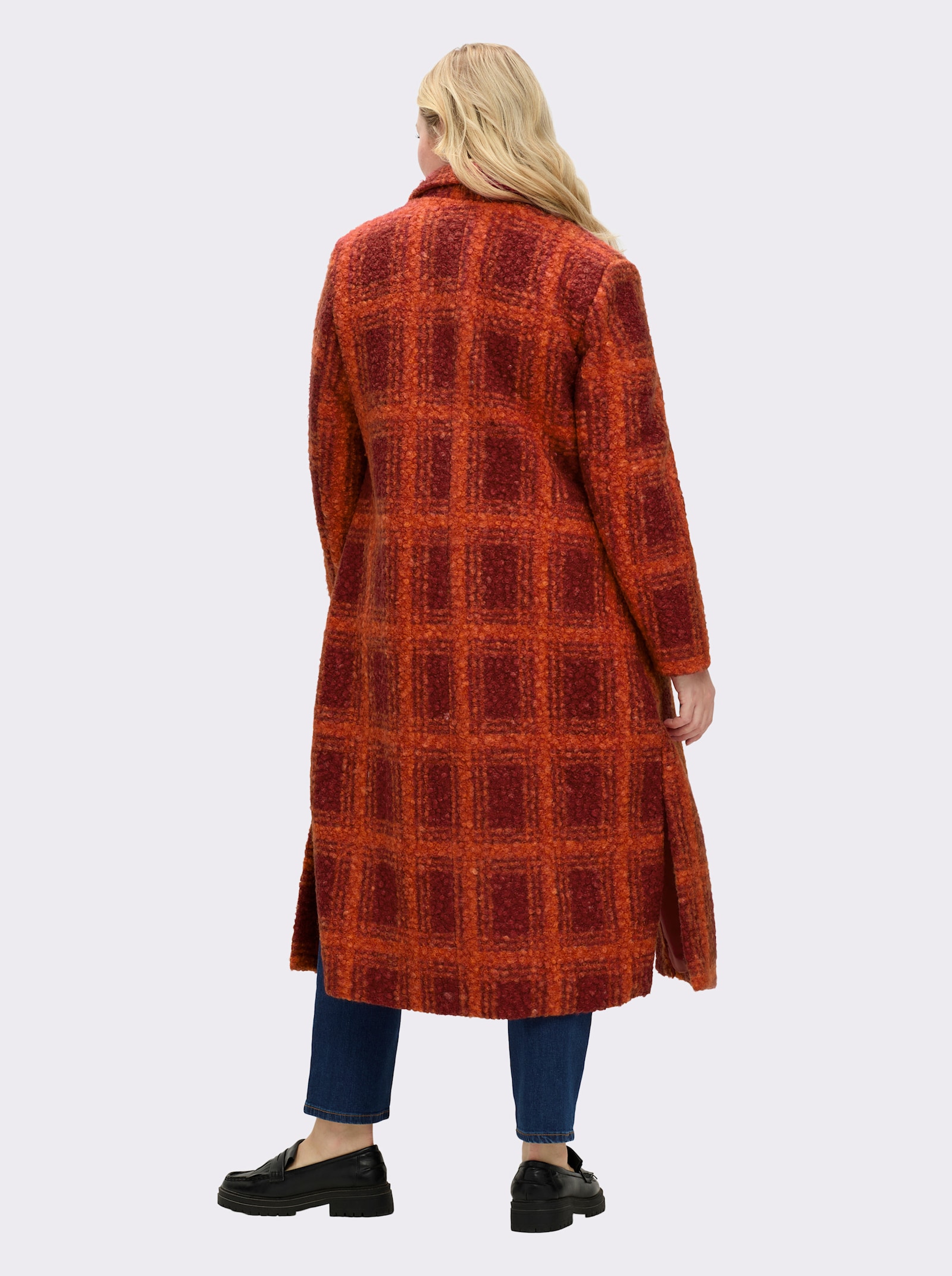 sheego Wintermantel mit Karomuster - kirsche-orange-gemustert