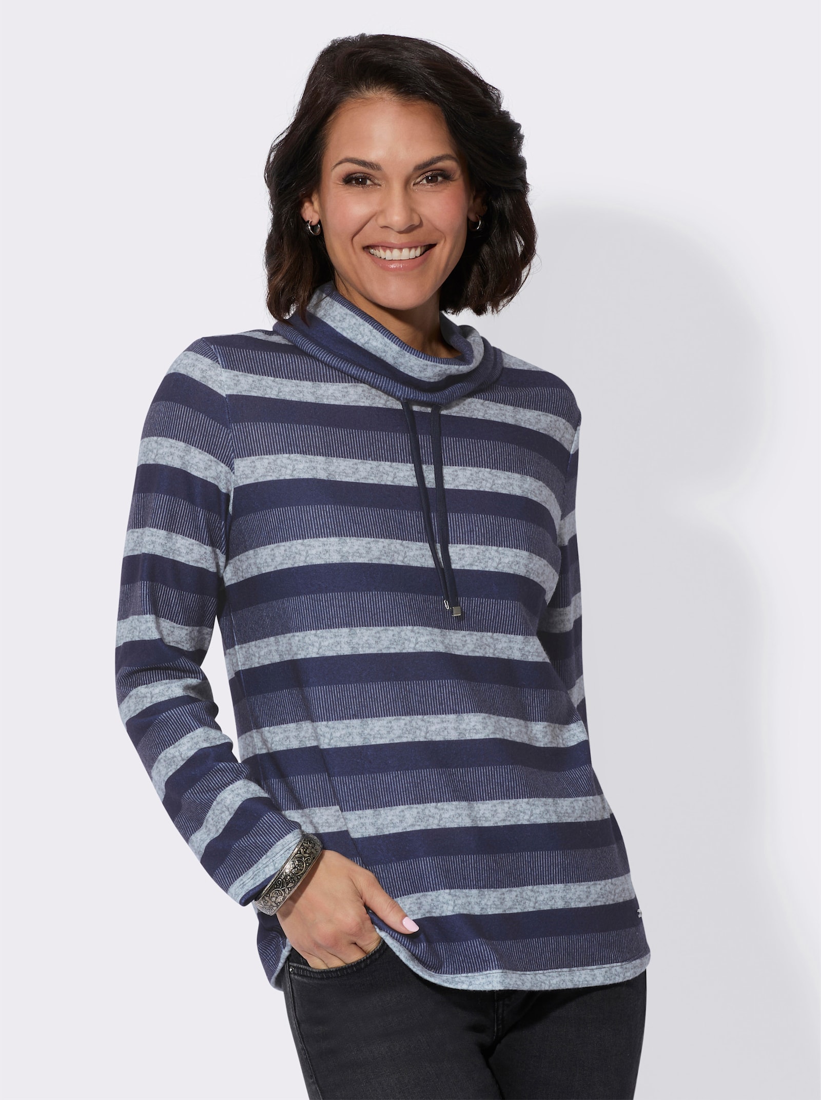 Shirt im Ringelmuster - marine-hellgrau-geringelt