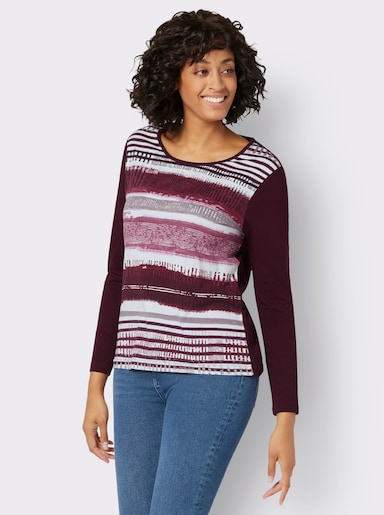 Langarmshirt mit grafischem Muster vorne - bordeaux-gestreift
