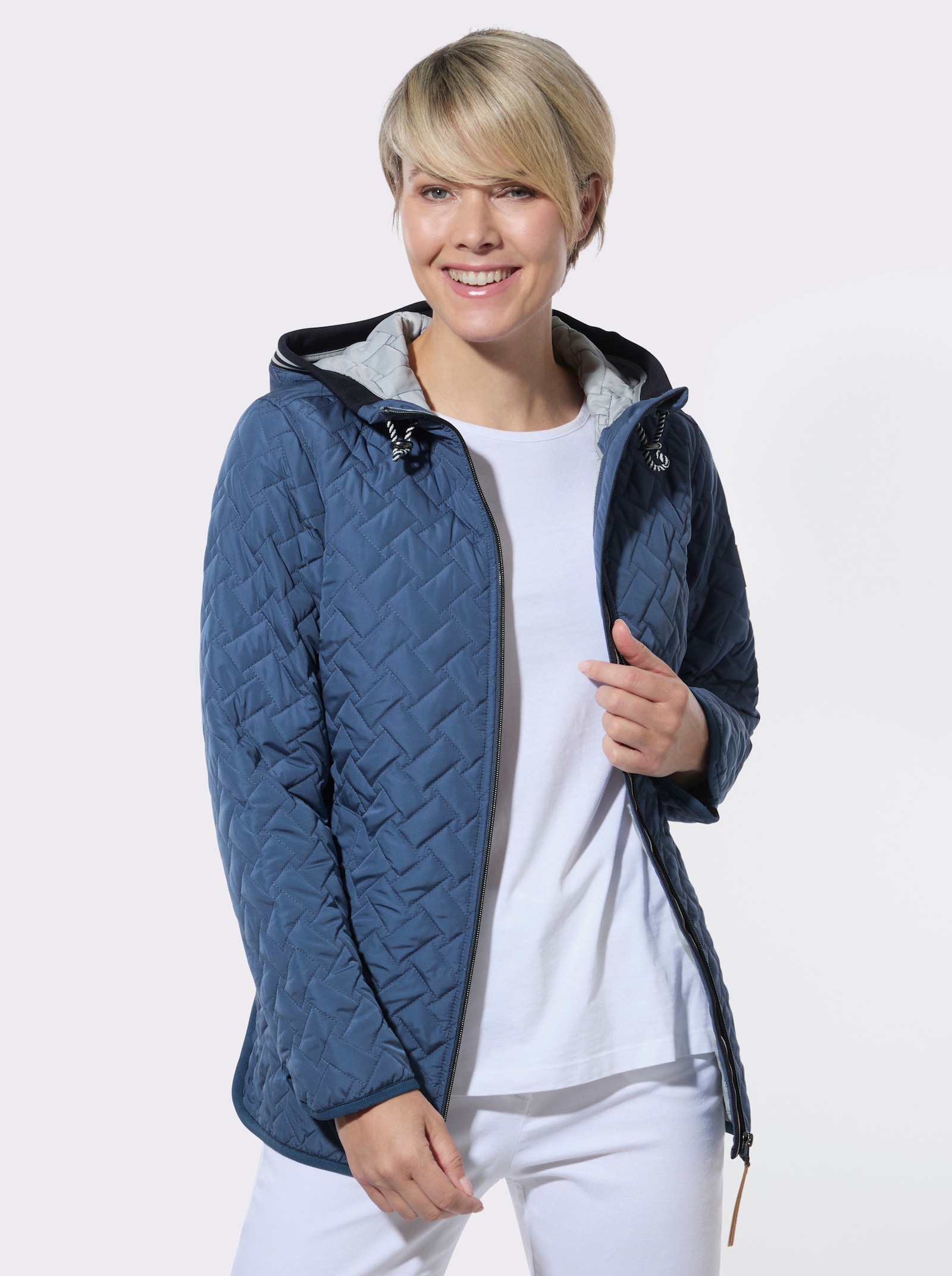 Steppjacke mit Kapuze - jeansblau