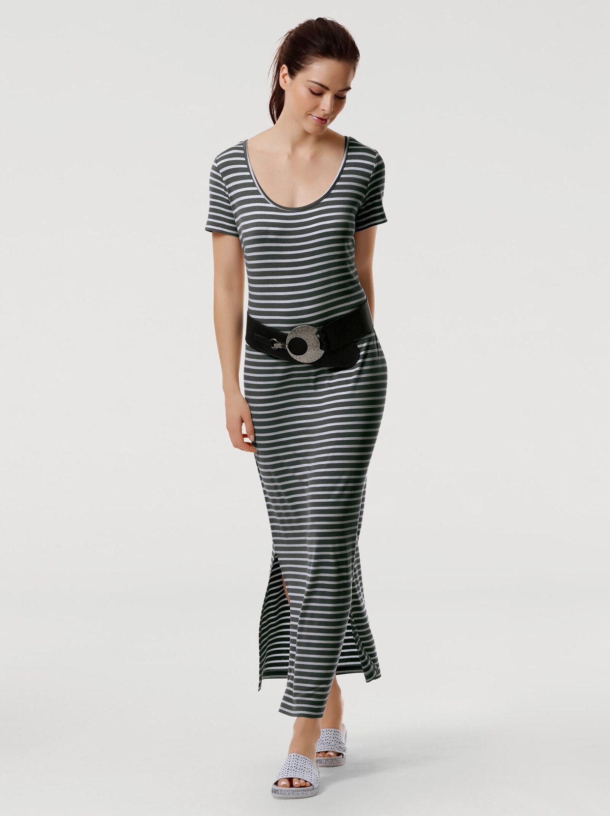 Linea Tesini Jersey-Kleid - schwarz-weiß
