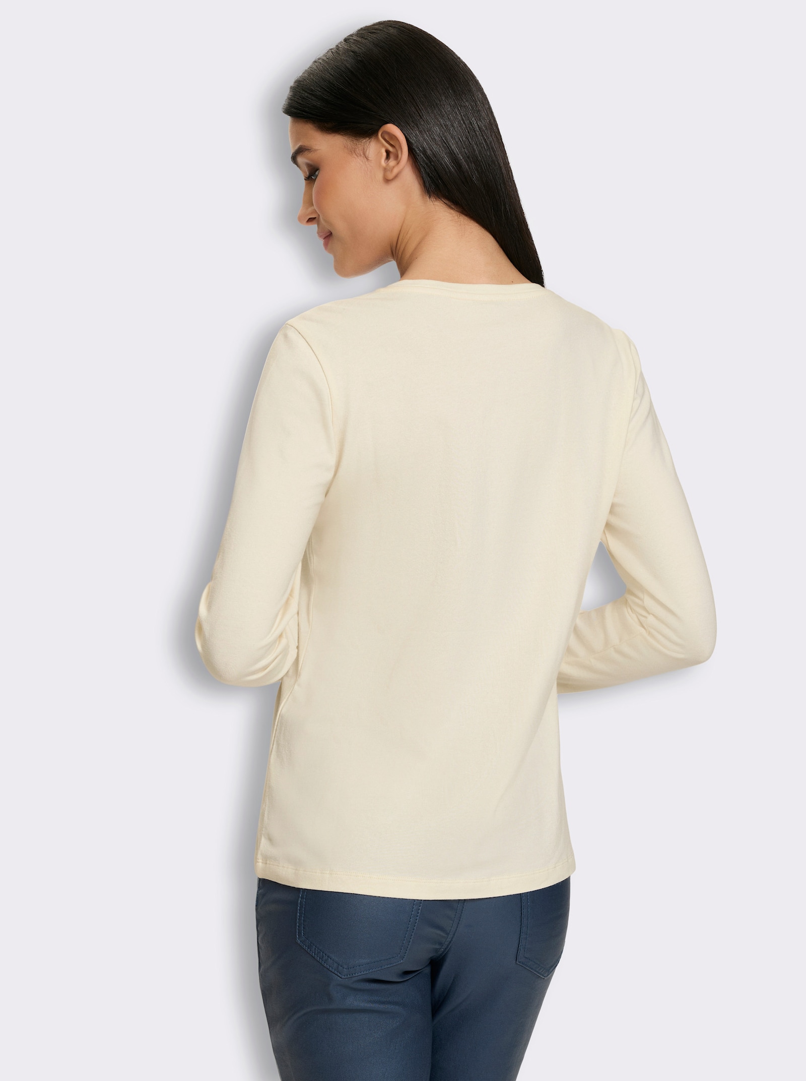 heine Langarmshirt mit Glitzersteinchen - champagner
