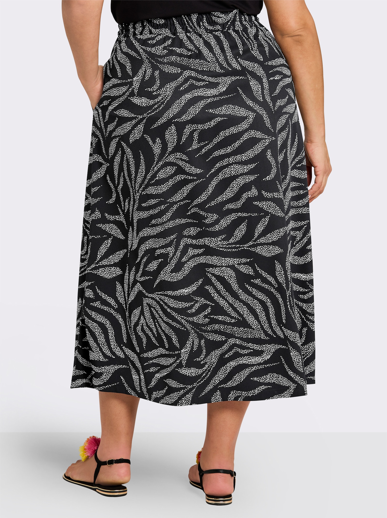 sheego Sommerrock mit Alloverprint - schwarz-ecru-bedruckt