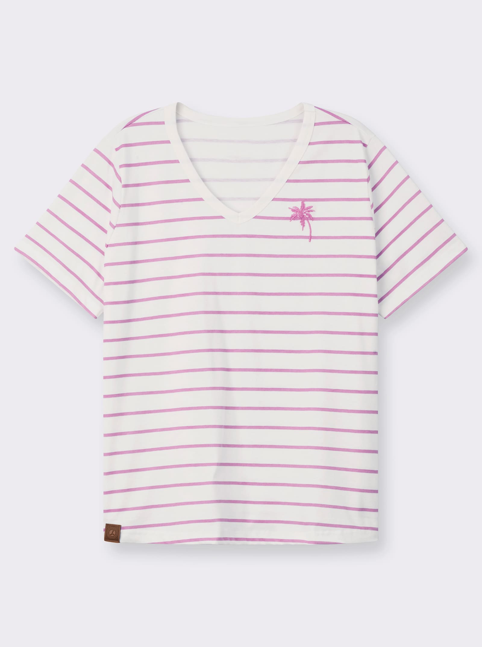  Shirt mit Stickerei, geringelt - orchidee-ecru-geringelt