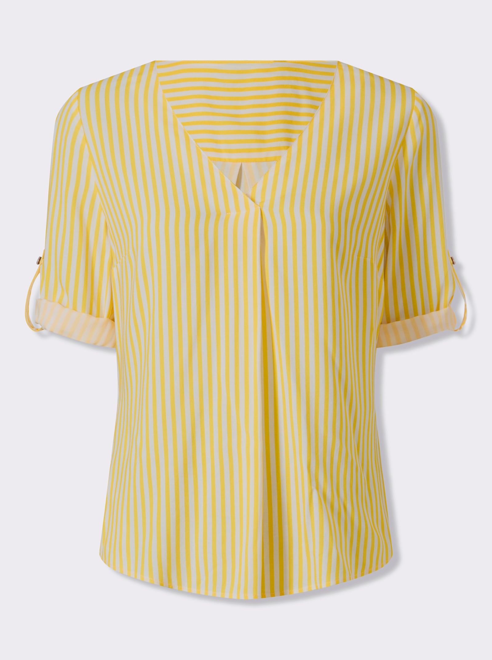 heine Schlupfbluse mit V-Ausschnitt - sonnengelb-ecru-gestreift