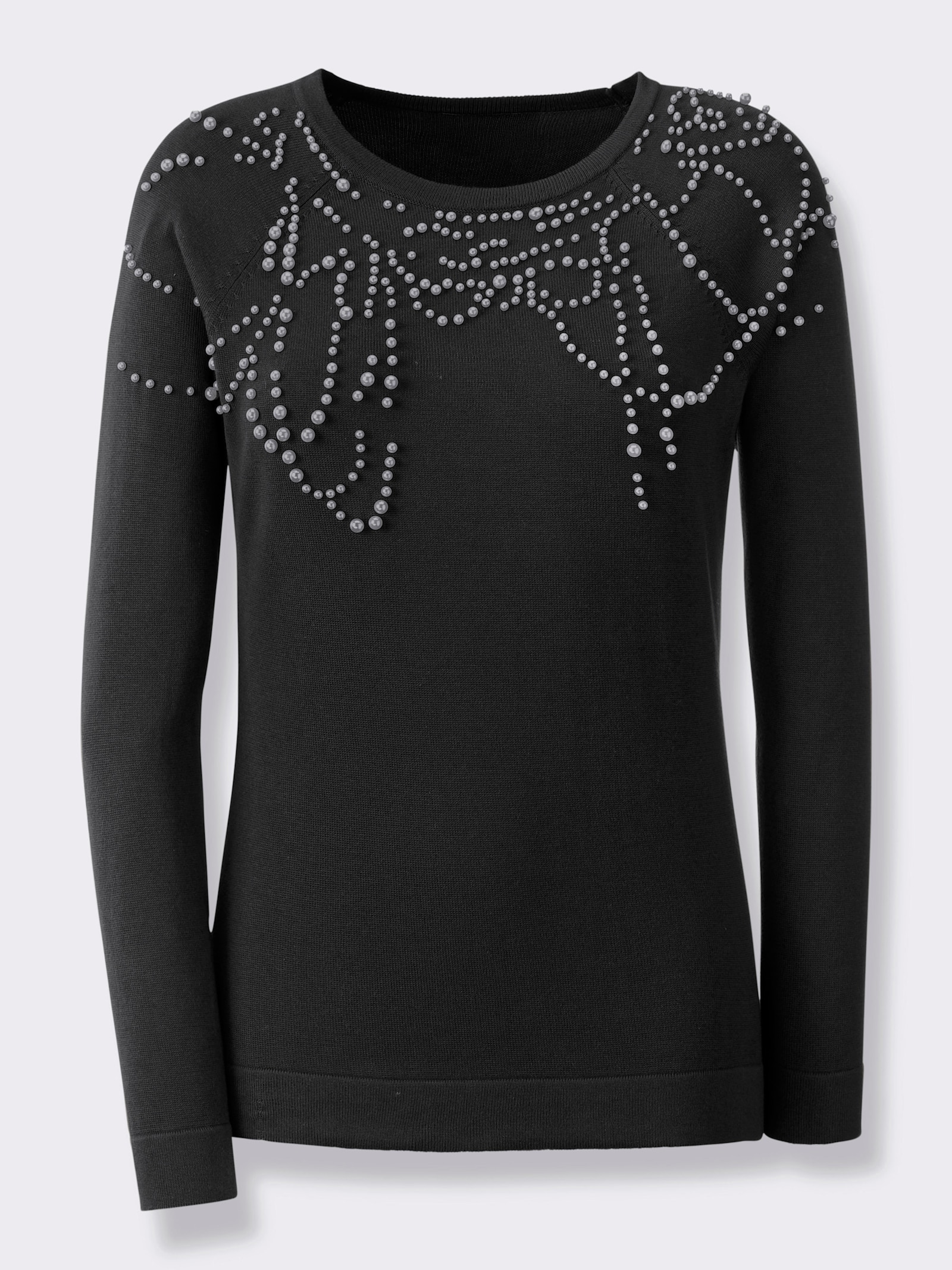 Pullover mit Zierperlen - graphit