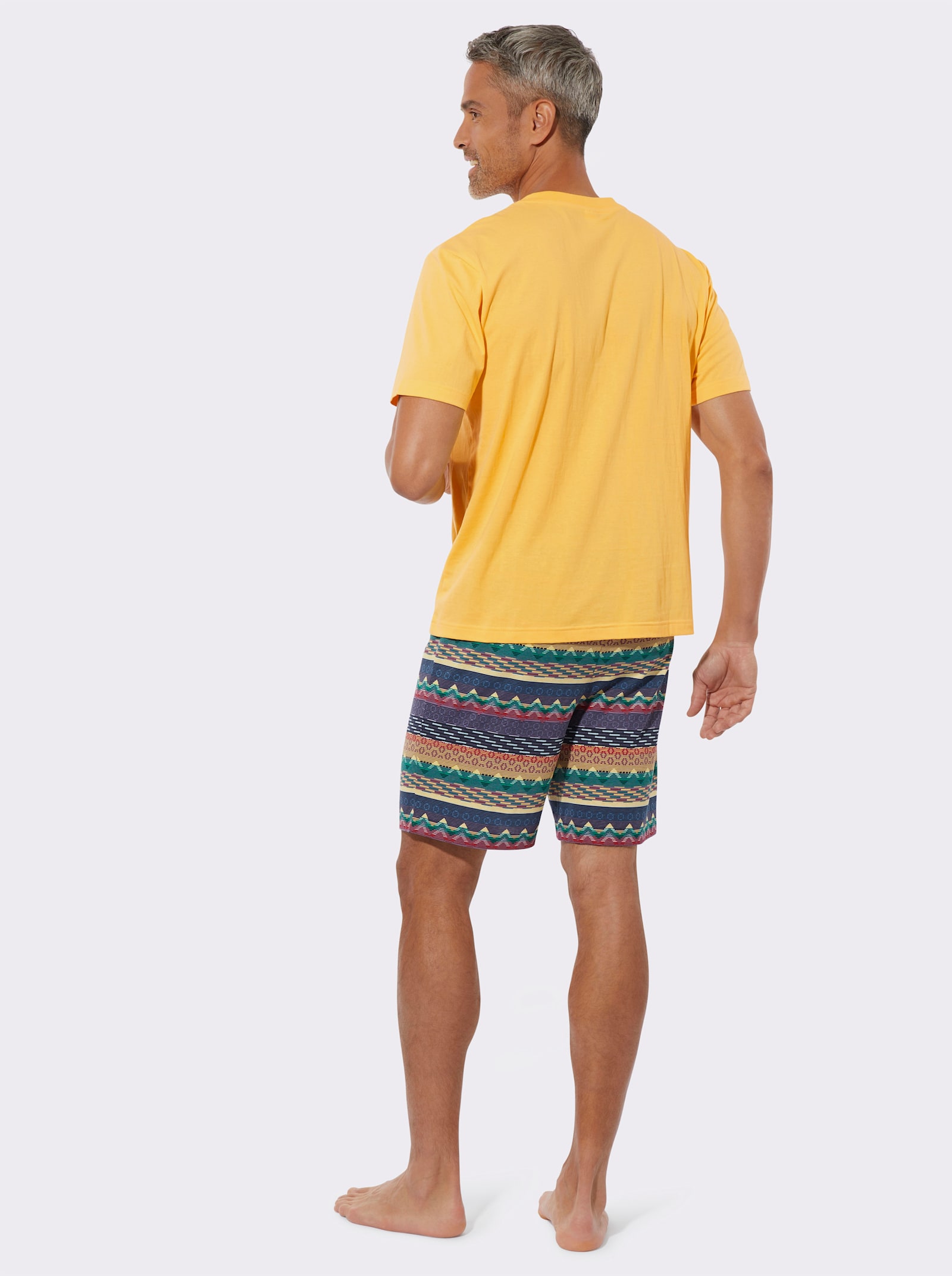 Shorty aus reiner Baumwolle - gelb-gemustert