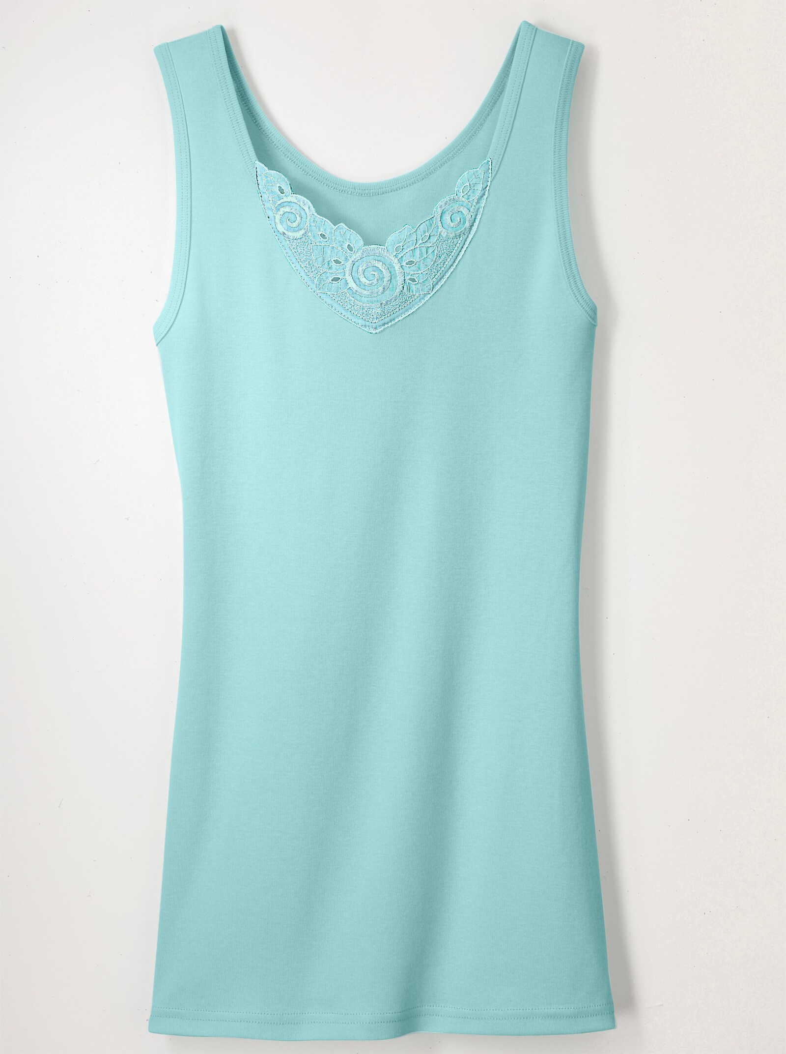 wäschepur Achselhemd mit verschiedenen Spitzen-Motiven - rosé + bleu + mint