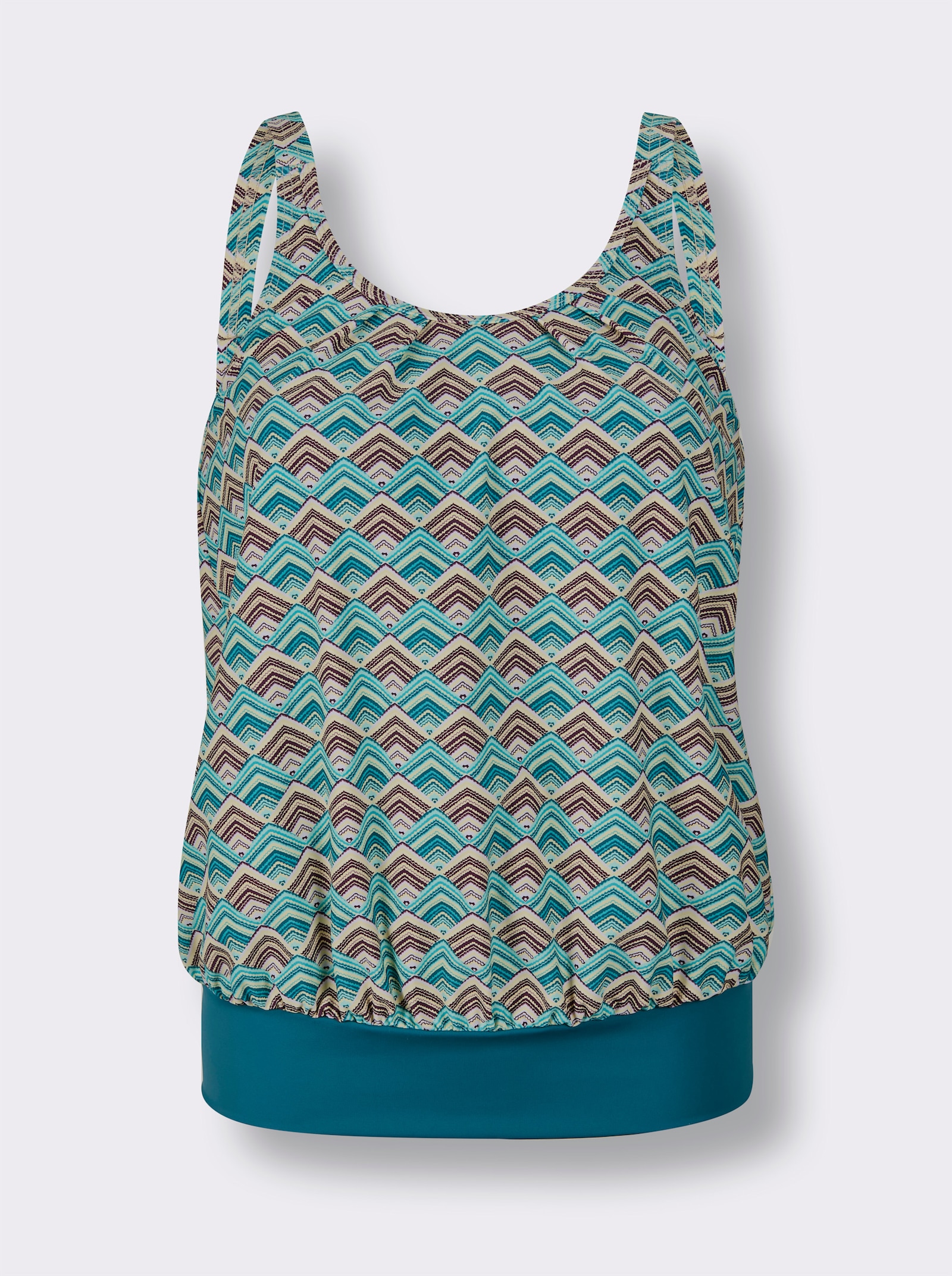 feel good Oversized-Tankini-Top - türkis-violett-bedruckt