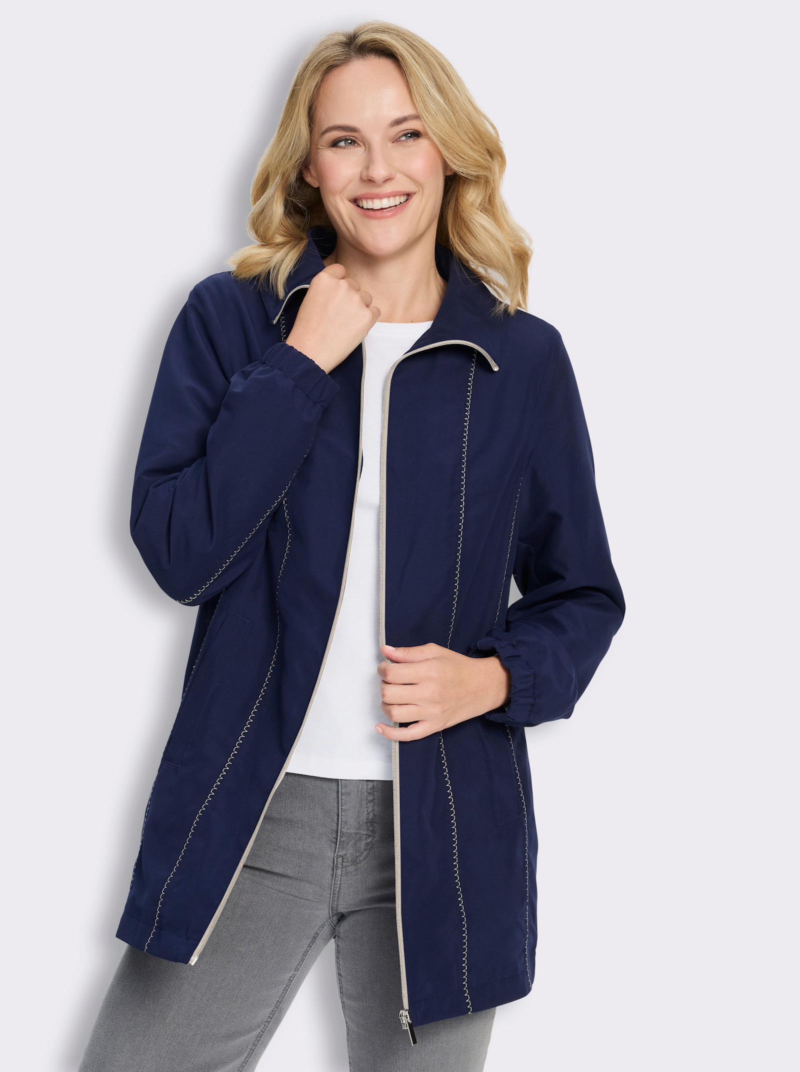 Jacke mit Kontrastnähten - marine